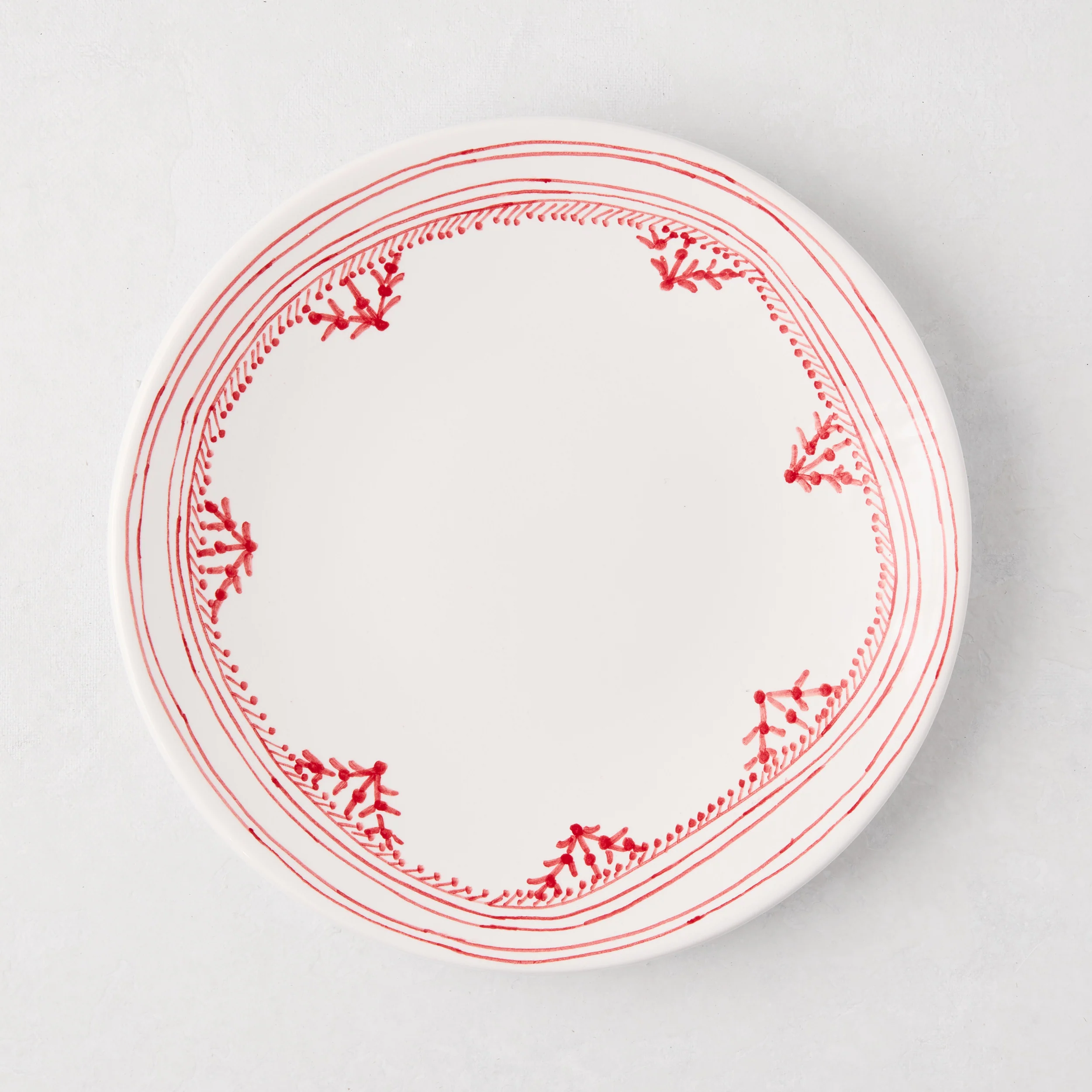 Peter Dunham + Hudson Grace Red Fez Hand-Painted Border Salad Plate