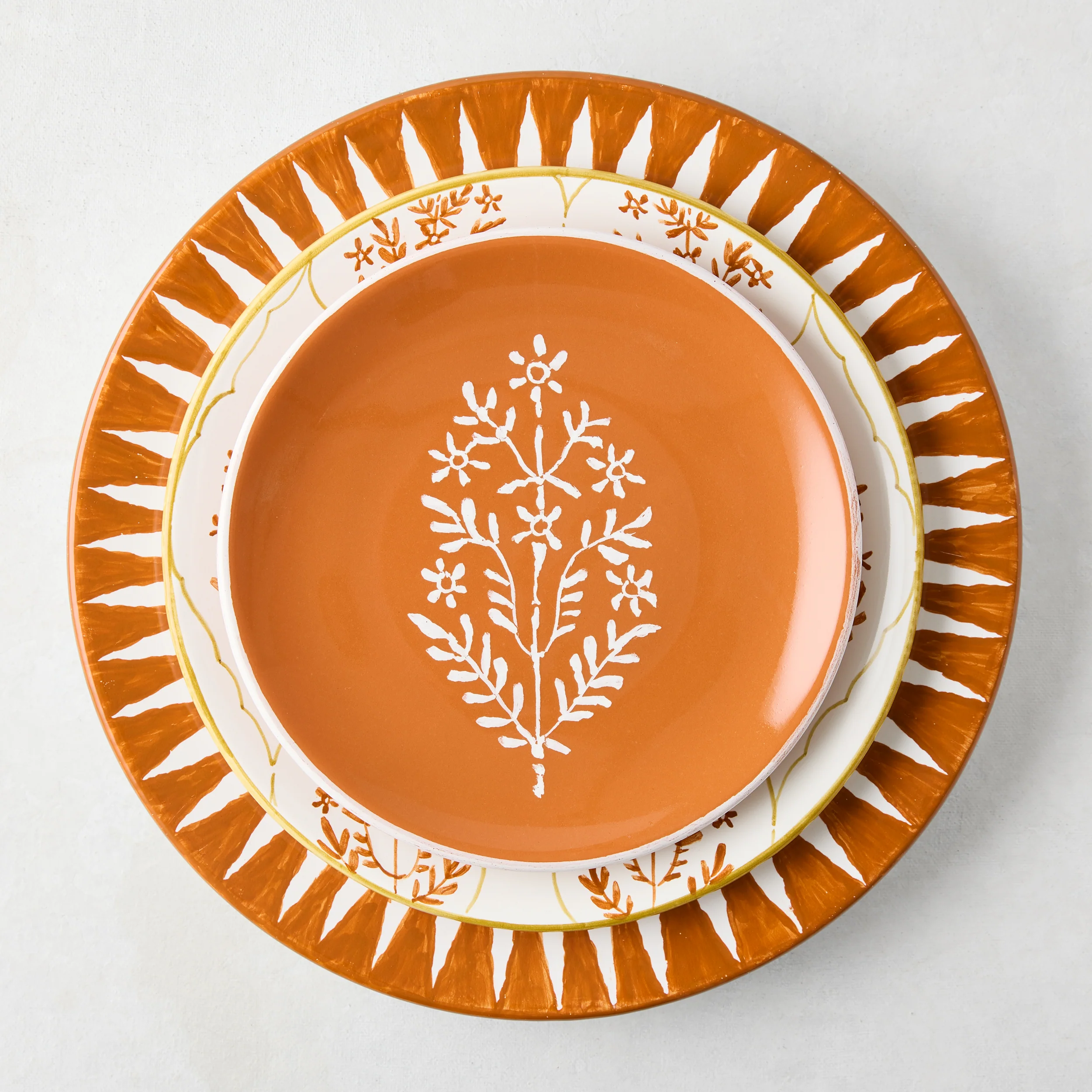 Peter Dunham + Hudson Grace Hand-Painted Jaali Spice Orange Appetizer Plate - Image 2