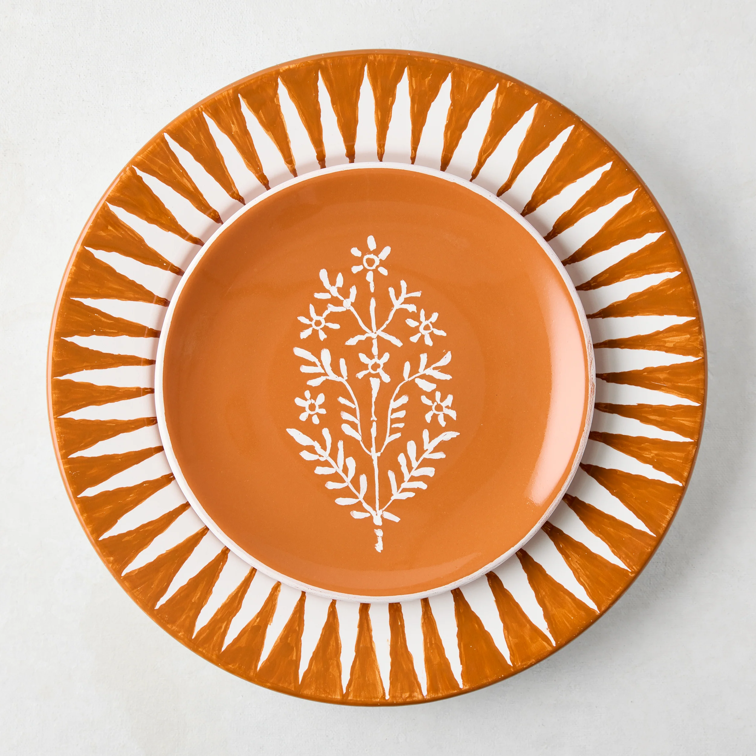Peter Dunham + Hudson Grace Hand-Painted Jaali Spice Orange Appetizer Plate - Image 4