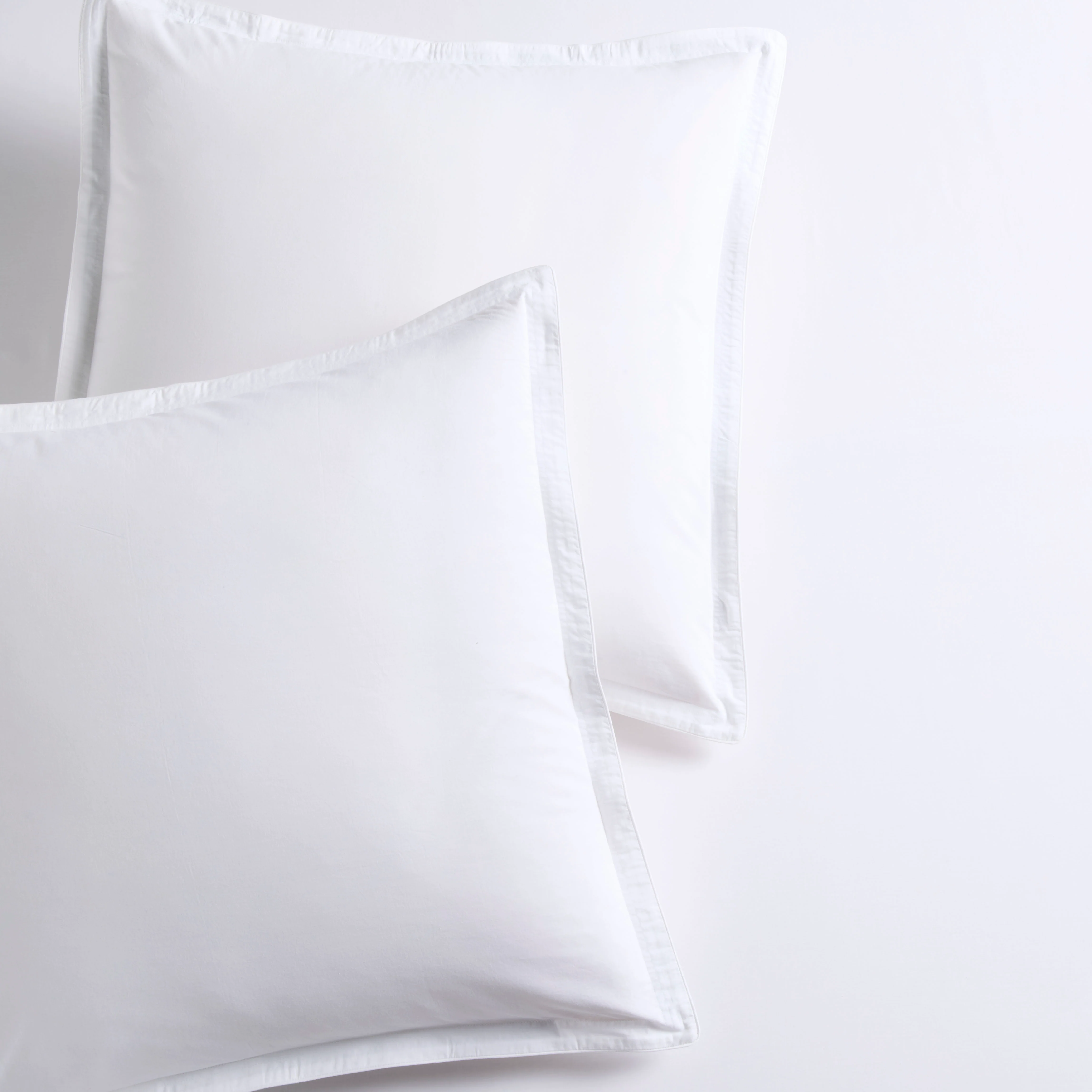 White Piped Percale Euro Shams, Set of 2