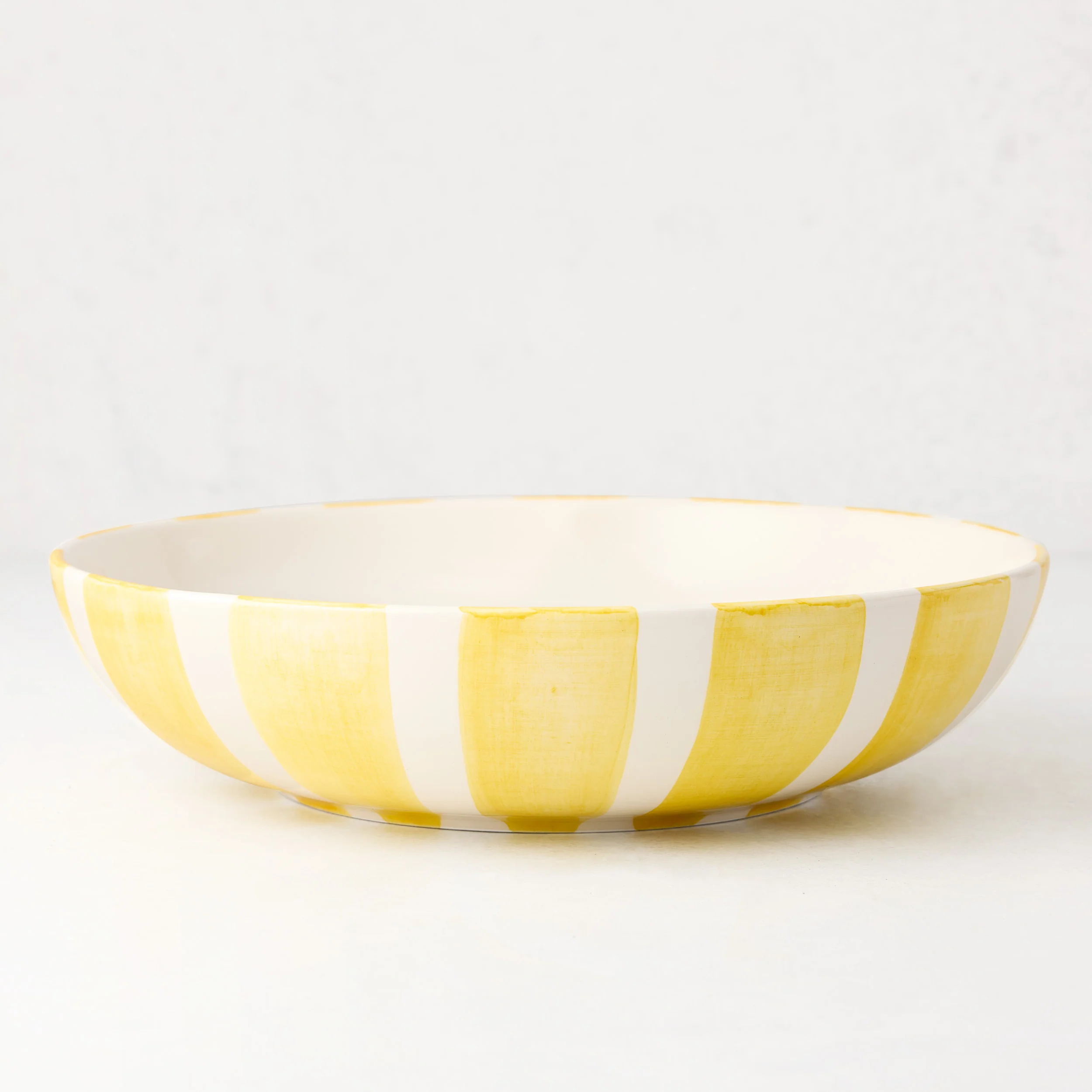 Portofino Yellow Stripe Large Ceramic Serve Bowl
