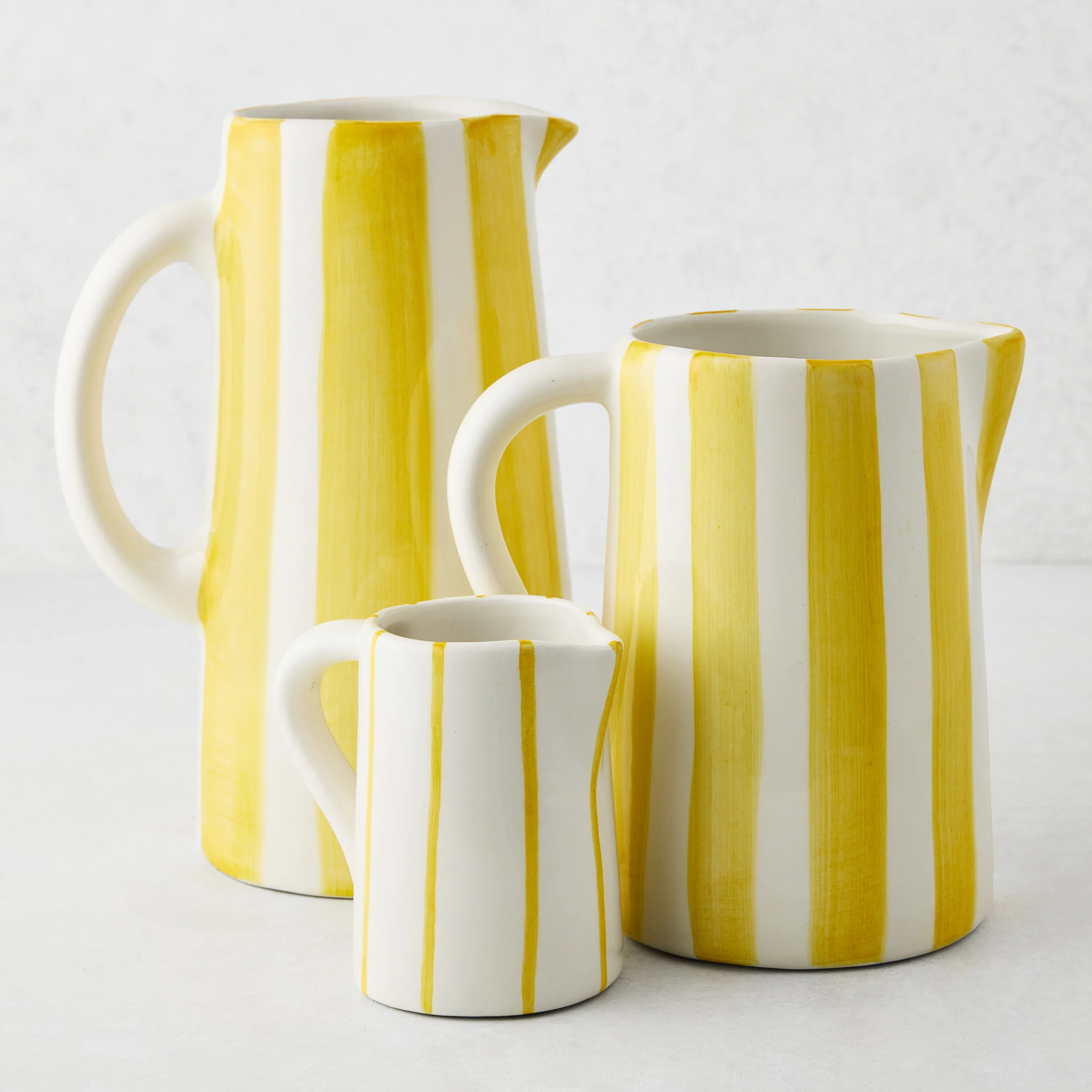 Portofino Yellow Stripe Large Ceramic Pitcher - Image 3