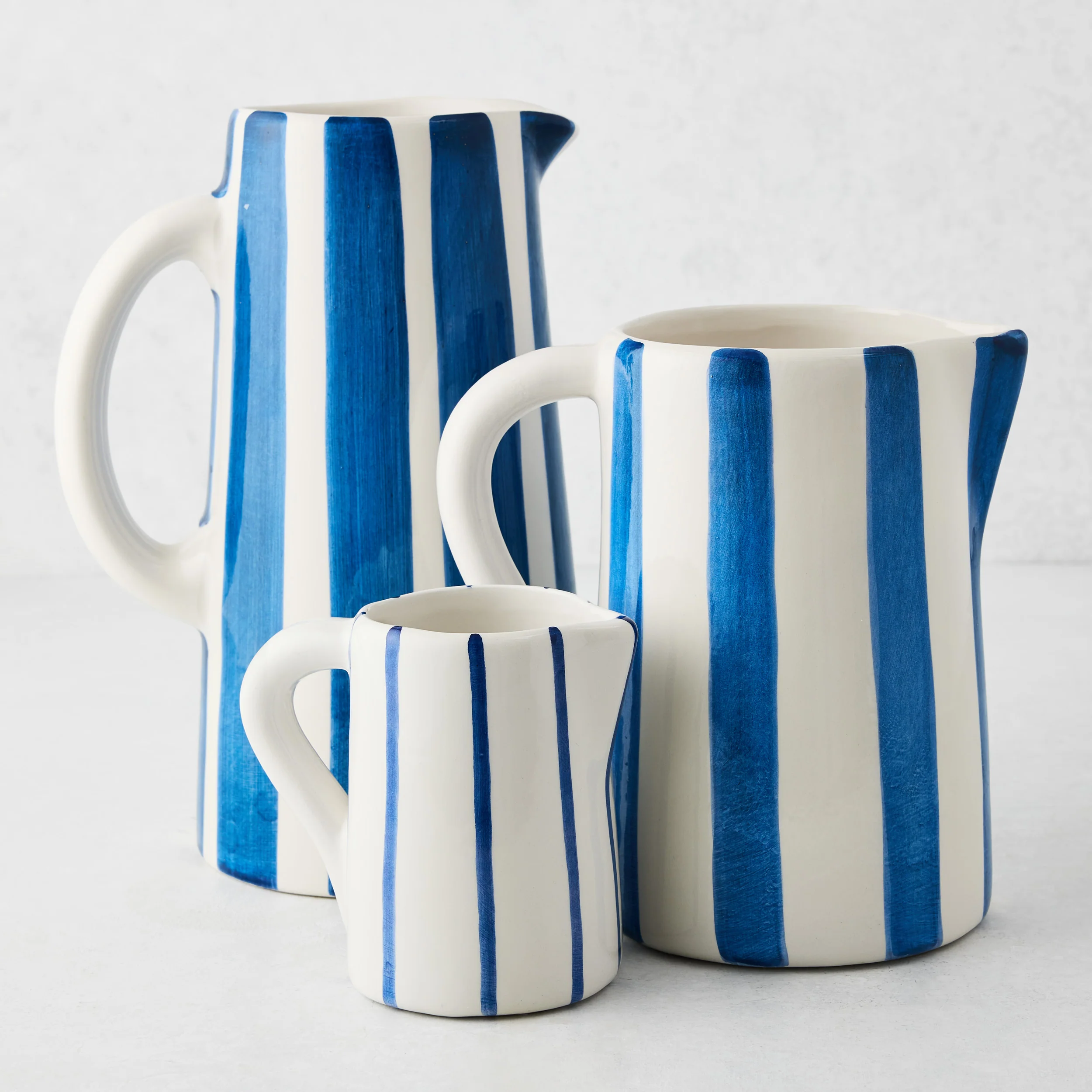 Portofino Blue Stripe Small Ceramic Pitcher - Image 3