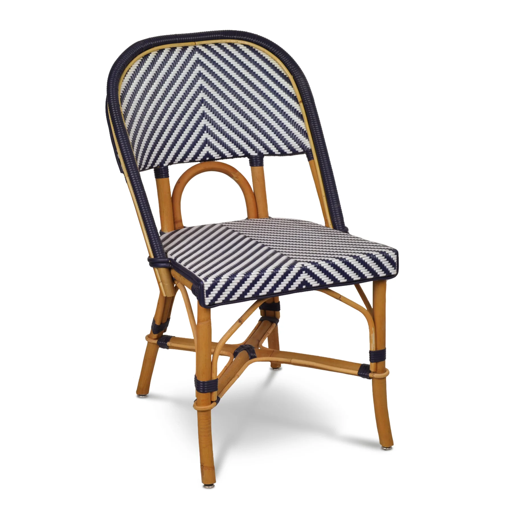 Rattan Navy Chevron Bistro Chair - Image 2