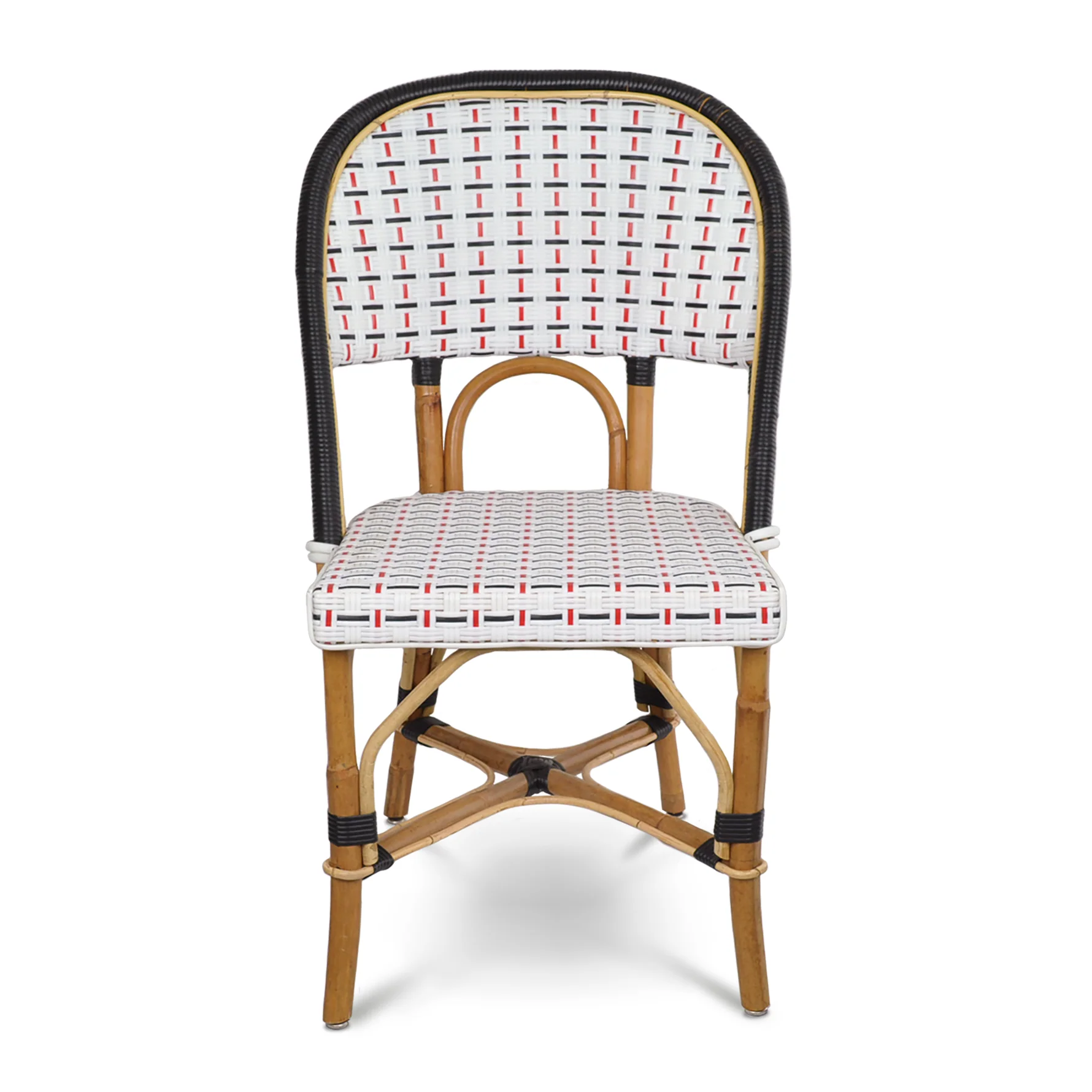 Rattan Black and Red Bistro Chair - Image 3