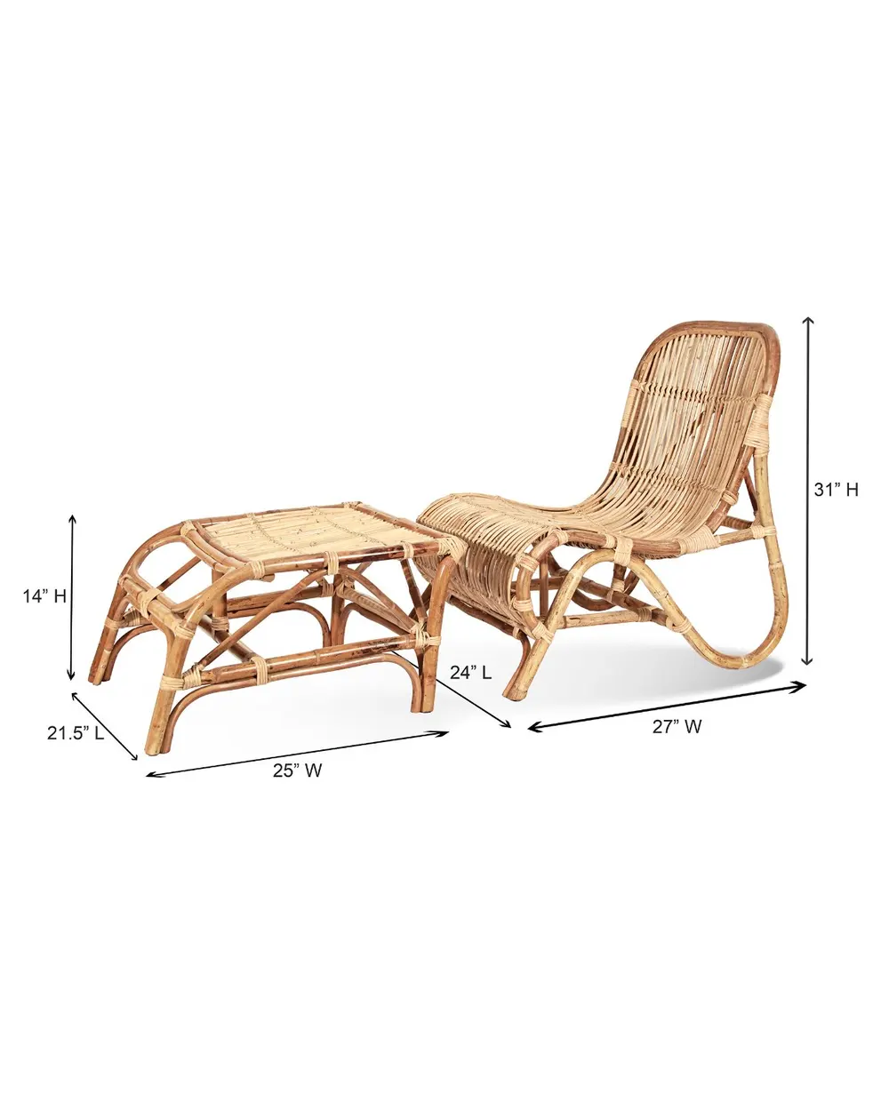 Rattan Kim Lounge Chair with Ottoman - Image 3