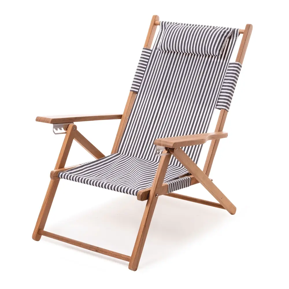 Navy and White Reclining Tommy Outdoor Beach Chair - Image 7