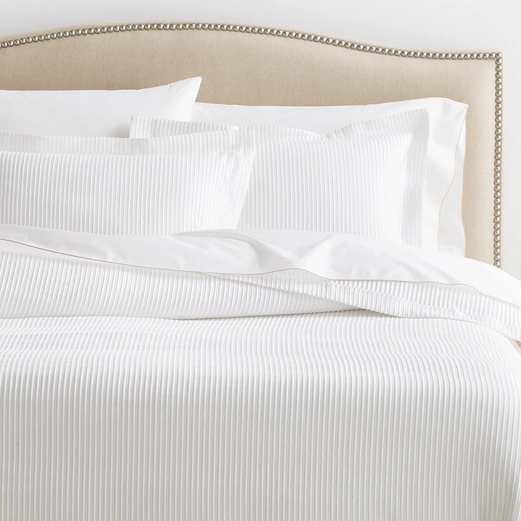 Ribbed White Cotton Matelassé Coverlet - Image 2