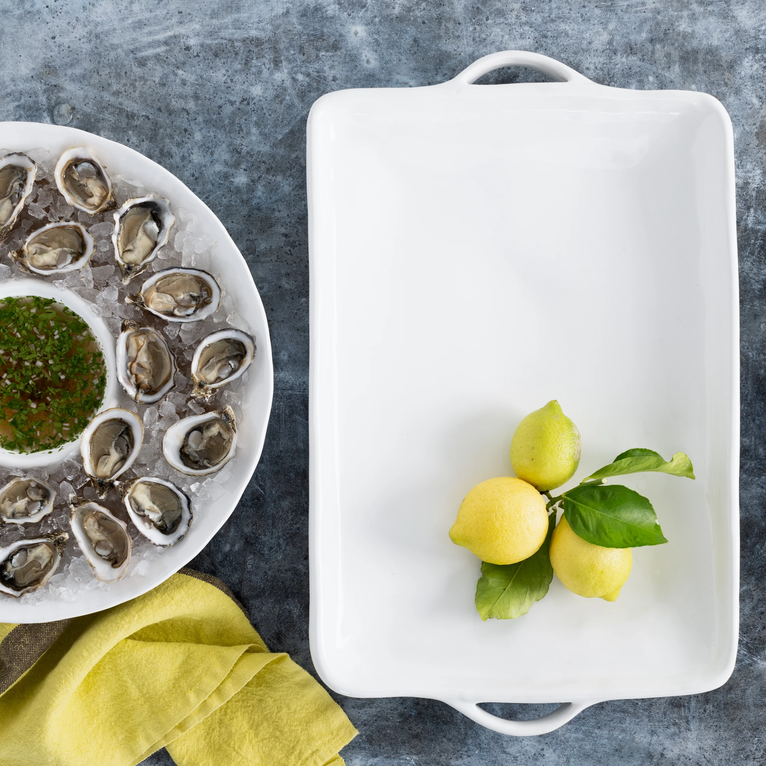 Rustico White Ceramic Handled Serving Platter - Image 4