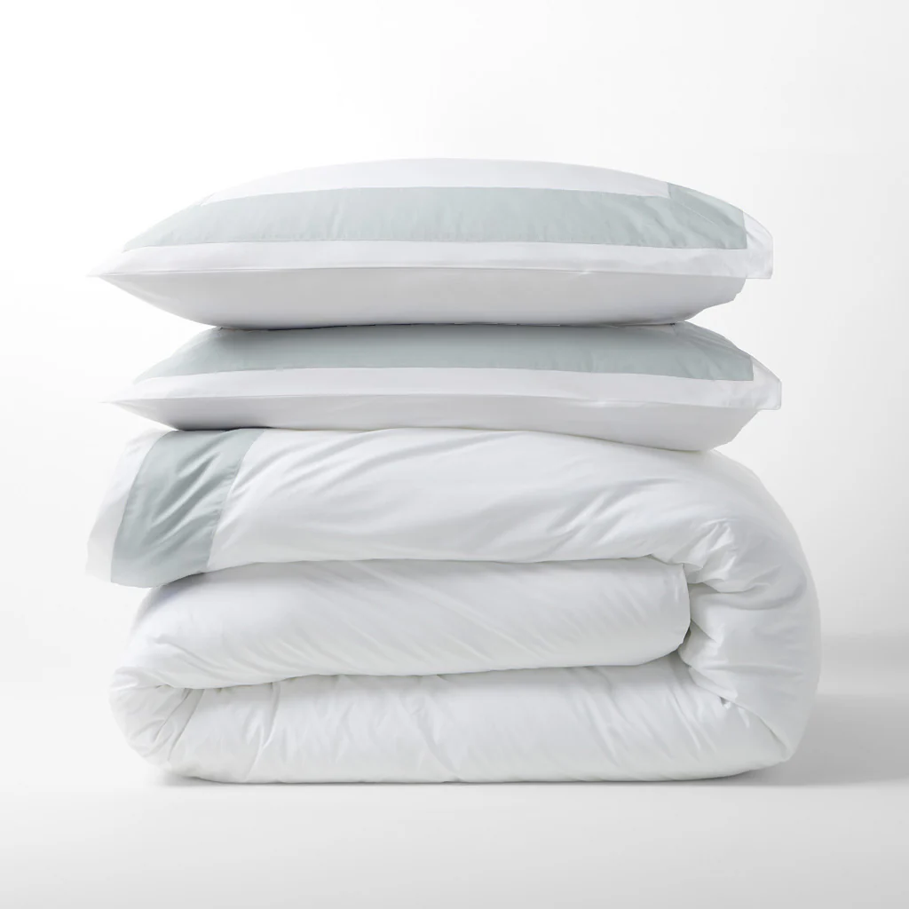 Seafoam Green Wide-Band Percale Pillow Shams, Set of 2 - Image 3