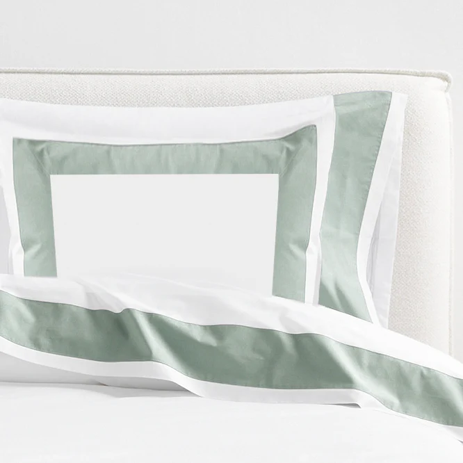 Seafoam Green Wide-Band Percale Pillow Shams, Set of 2 - Image 4
