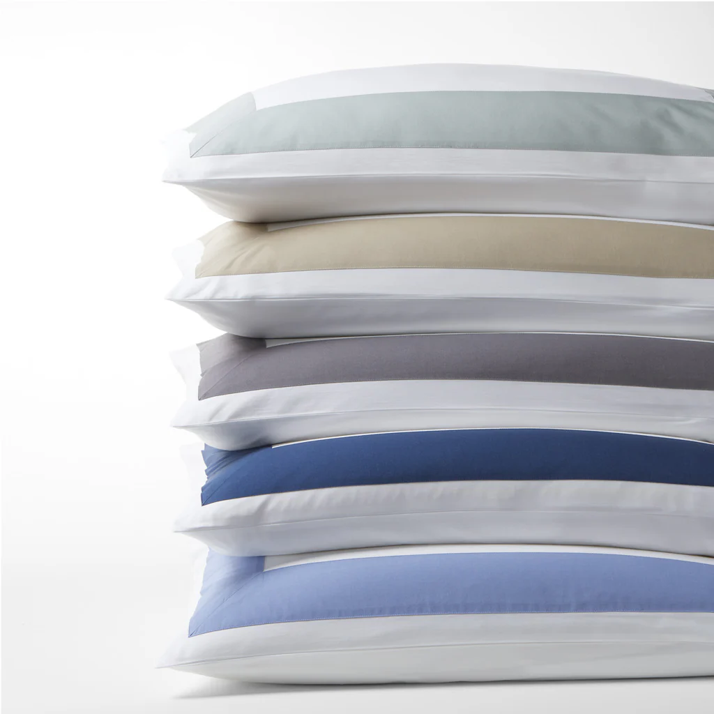 Seafoam Green Wide-Band Percale Pillow Shams, Set of 2 - Image 5