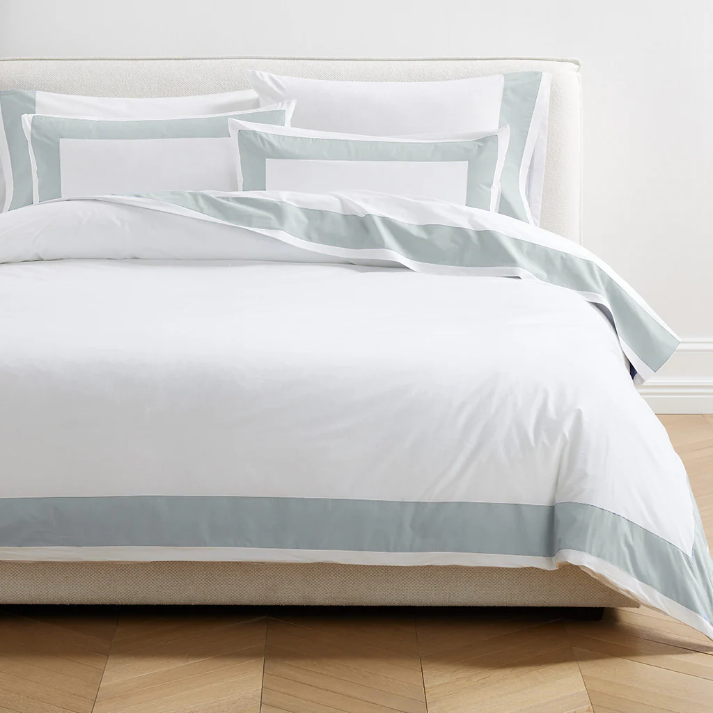 Seafoam Green Wide-Band Percale Pillow Shams, Set of 2 - Image 6
