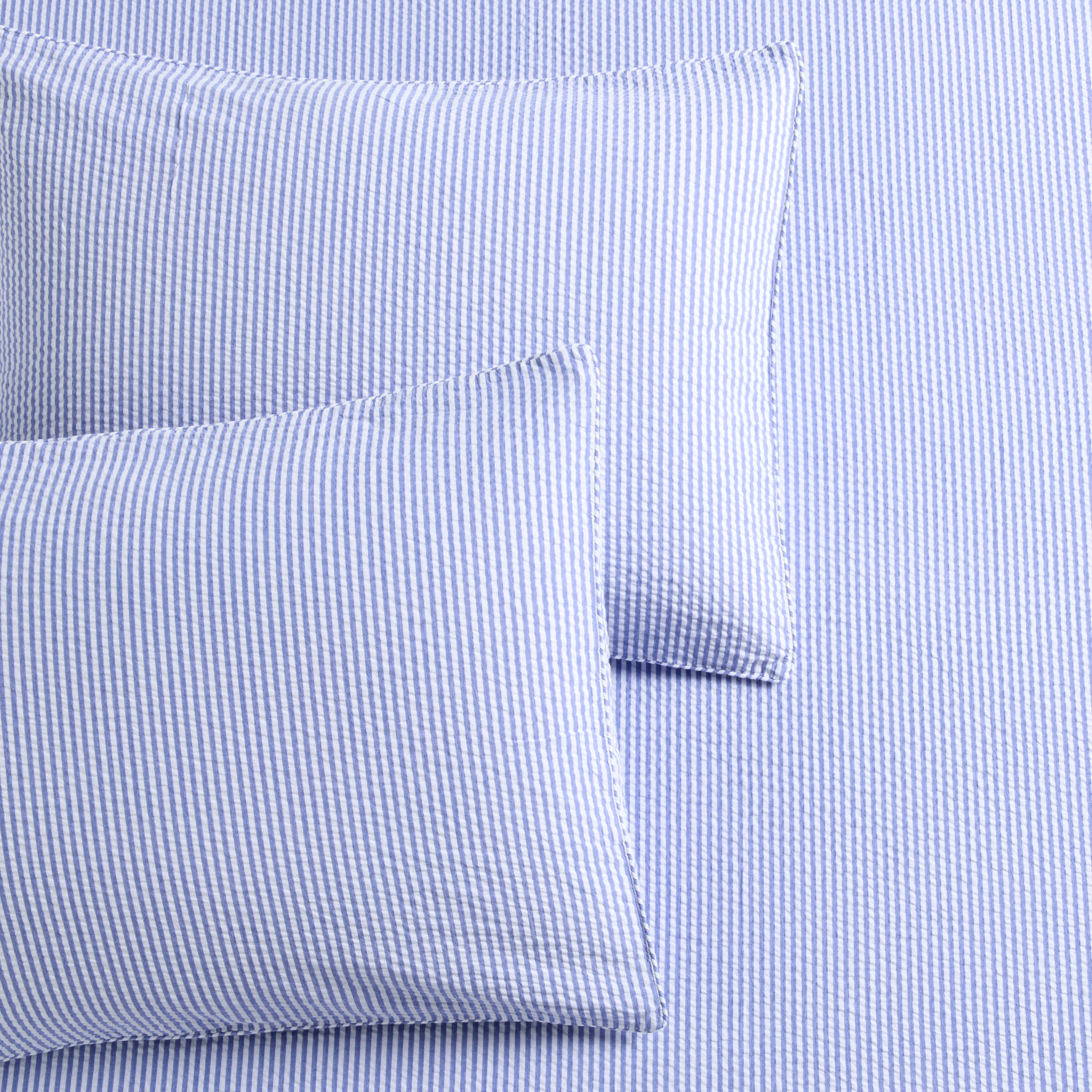 Blue Seersucker Stripe Cotton Duvet Set - Image 3