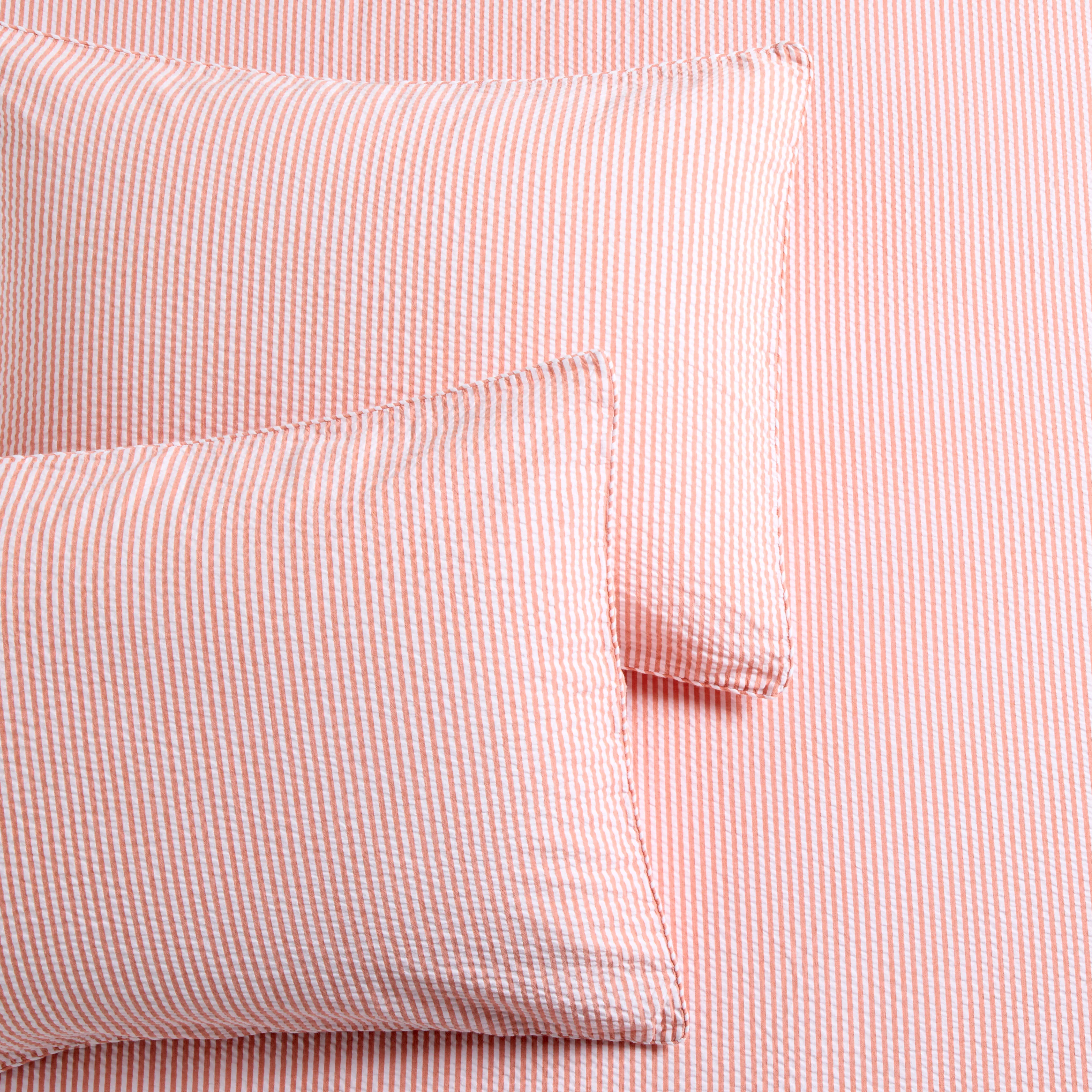 Orange Seersucker Stripe Cotton Duvet Set - Image 3
