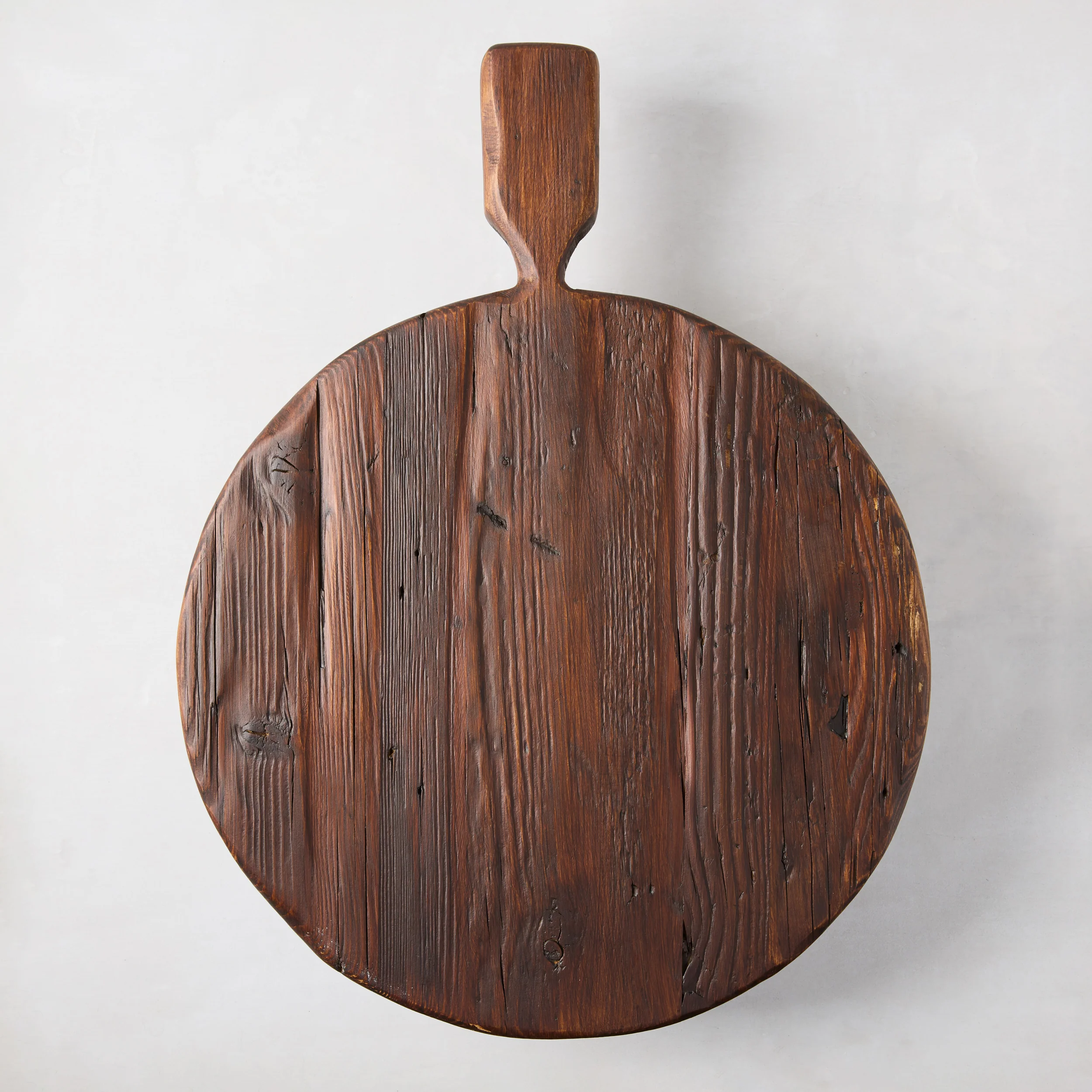 Saddle Wood Round Footed Serve Board with Handle
