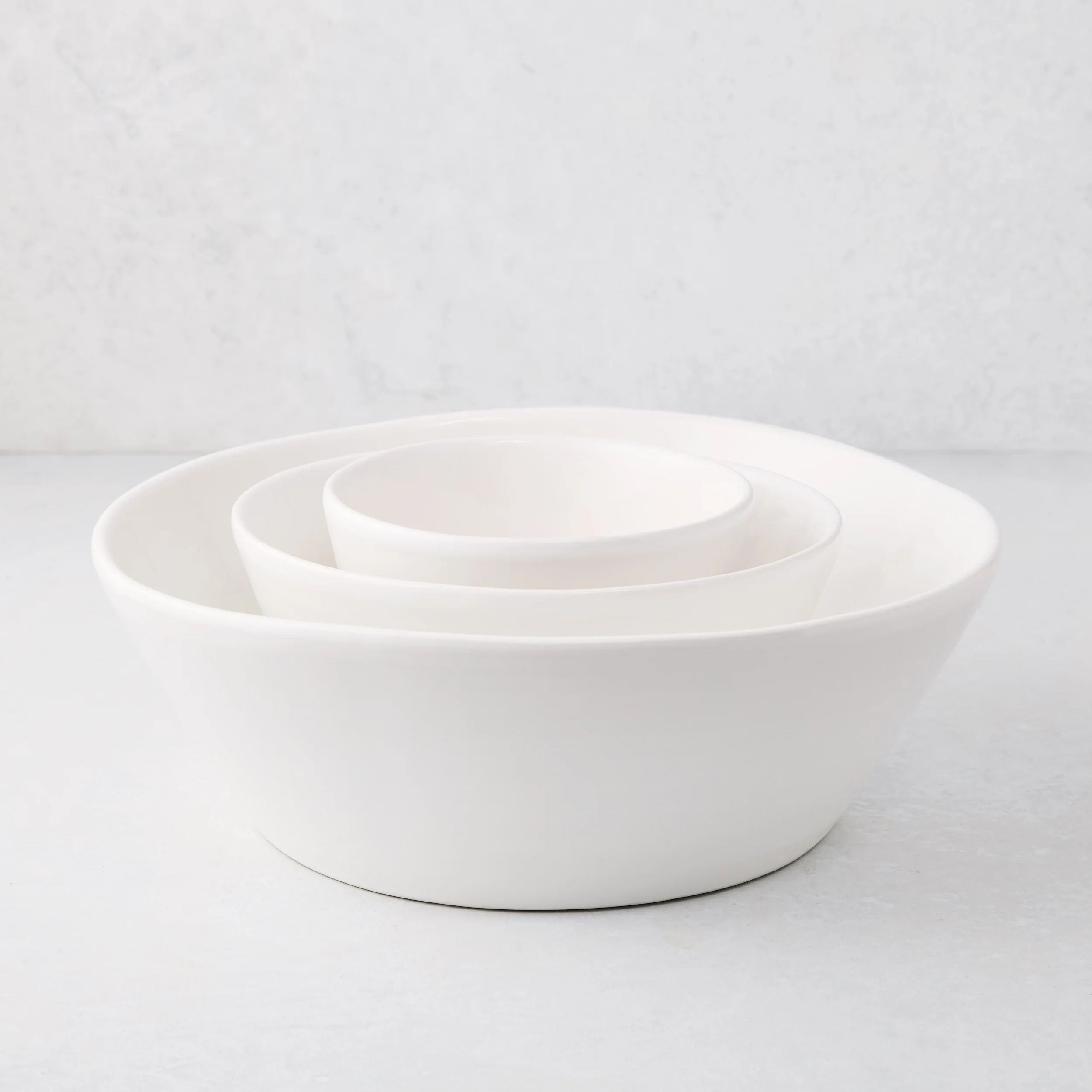 Spiral Stacking Ceramic Serve Bowls, Set of 3
