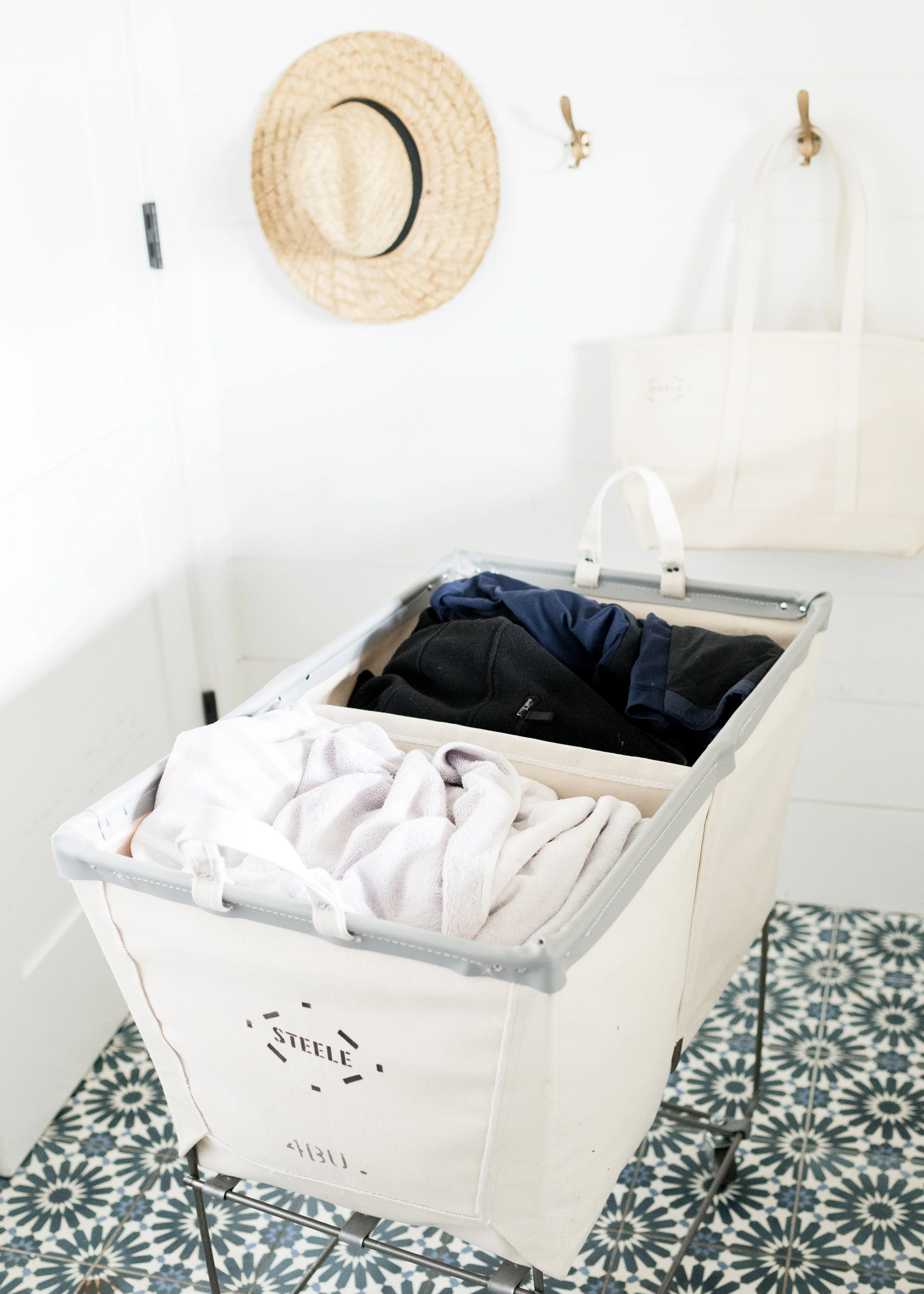 Steele® 4-Bushel Canvas Elevated Rolling Laundry Hamper - Image 6