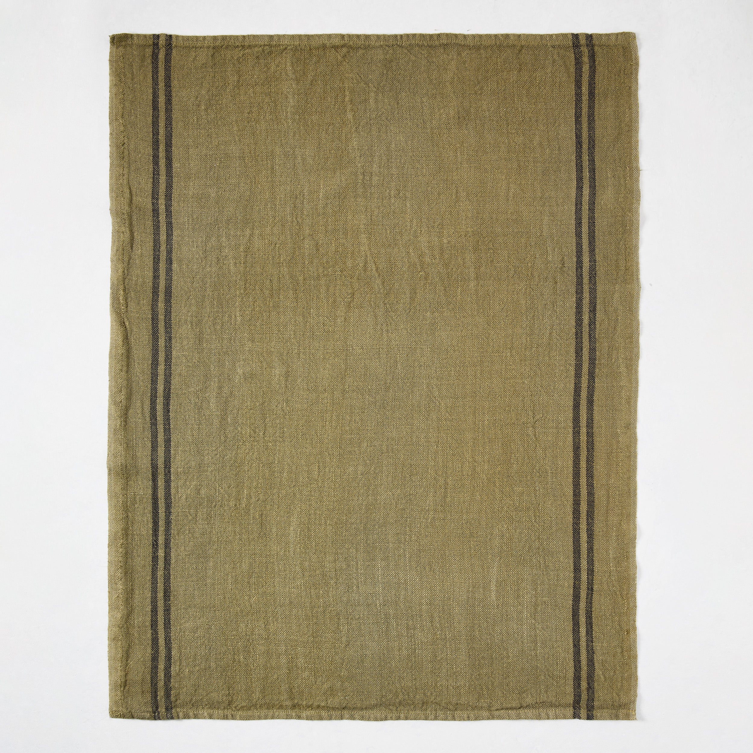Striped Green French Linen Hand Towels, Set of 2 - Image 2