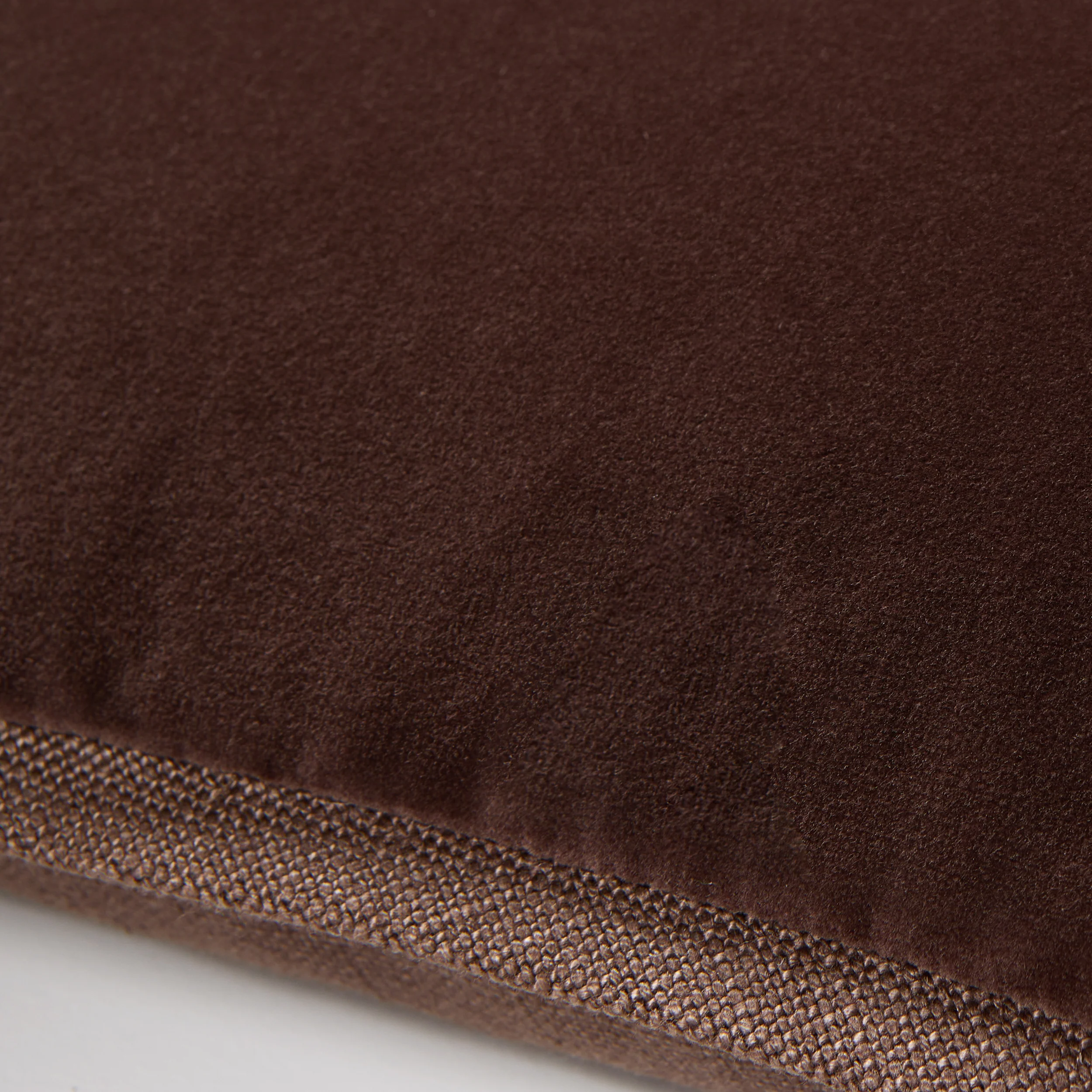 Dark Brown Tonal Reversible Velvet and Linen Lumbar Pillow - Image 3
