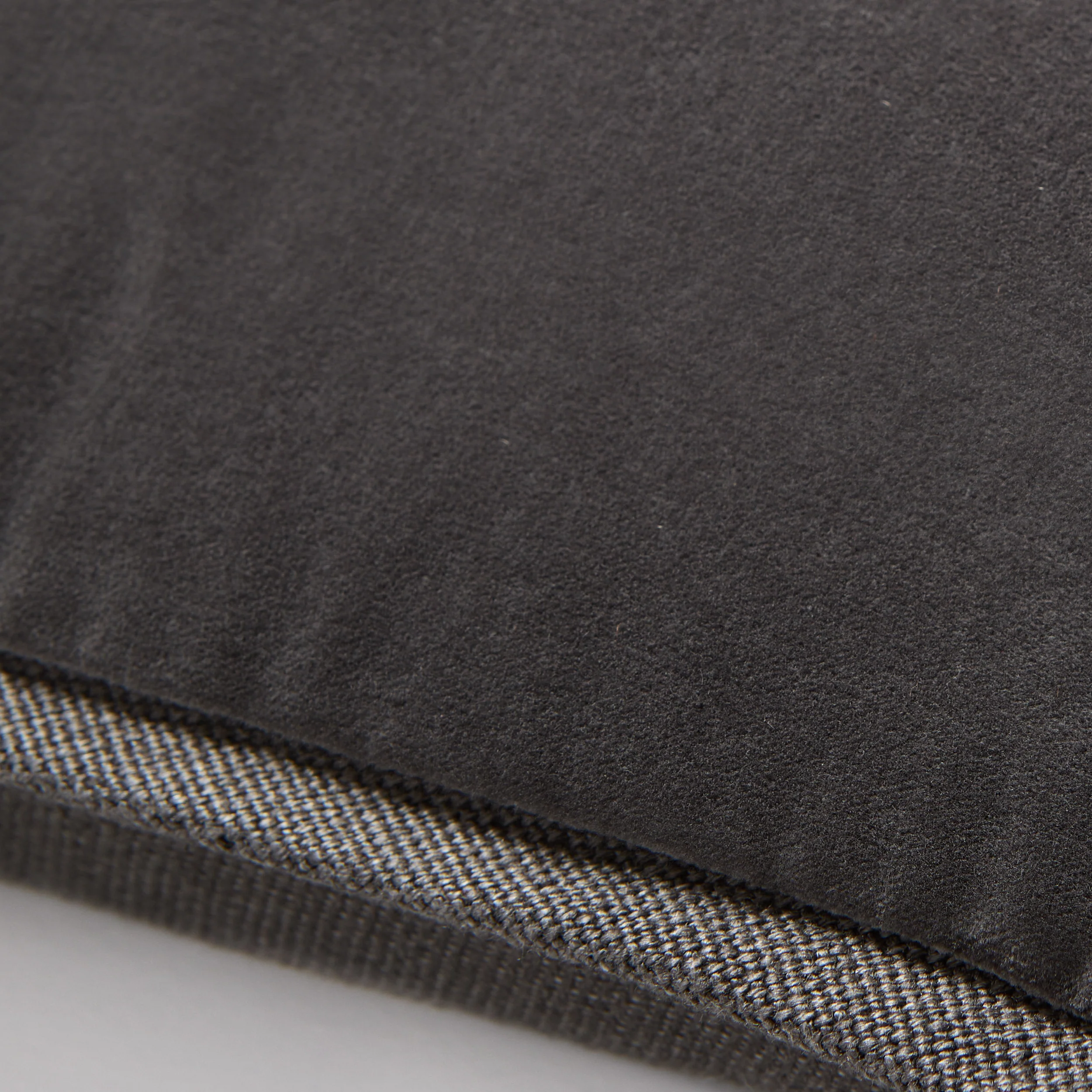 Slate Grey Tonal Reversible Velvet and Linen Lumbar Pillow - Image 3