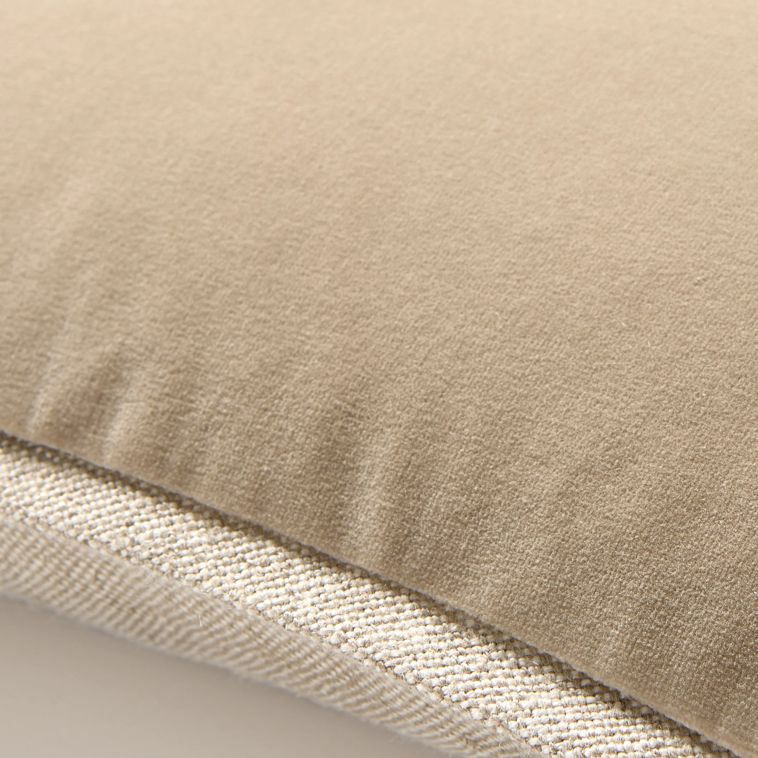 Tan Reversible Velvet and Linen Lumbar Pillow - Image 3