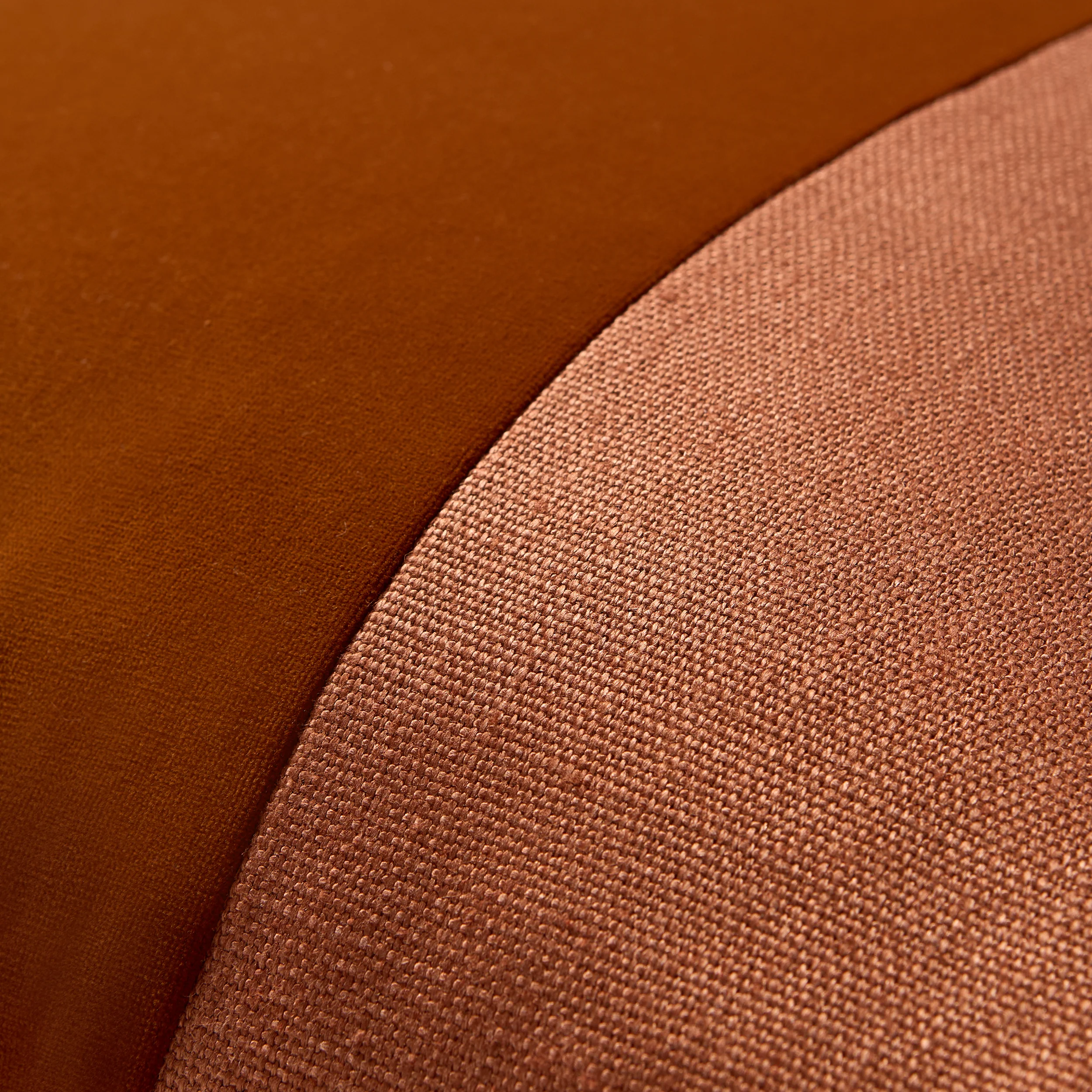Rust Orange Tonal Wide Velvet Stripe and Linen Pillow - Image 3