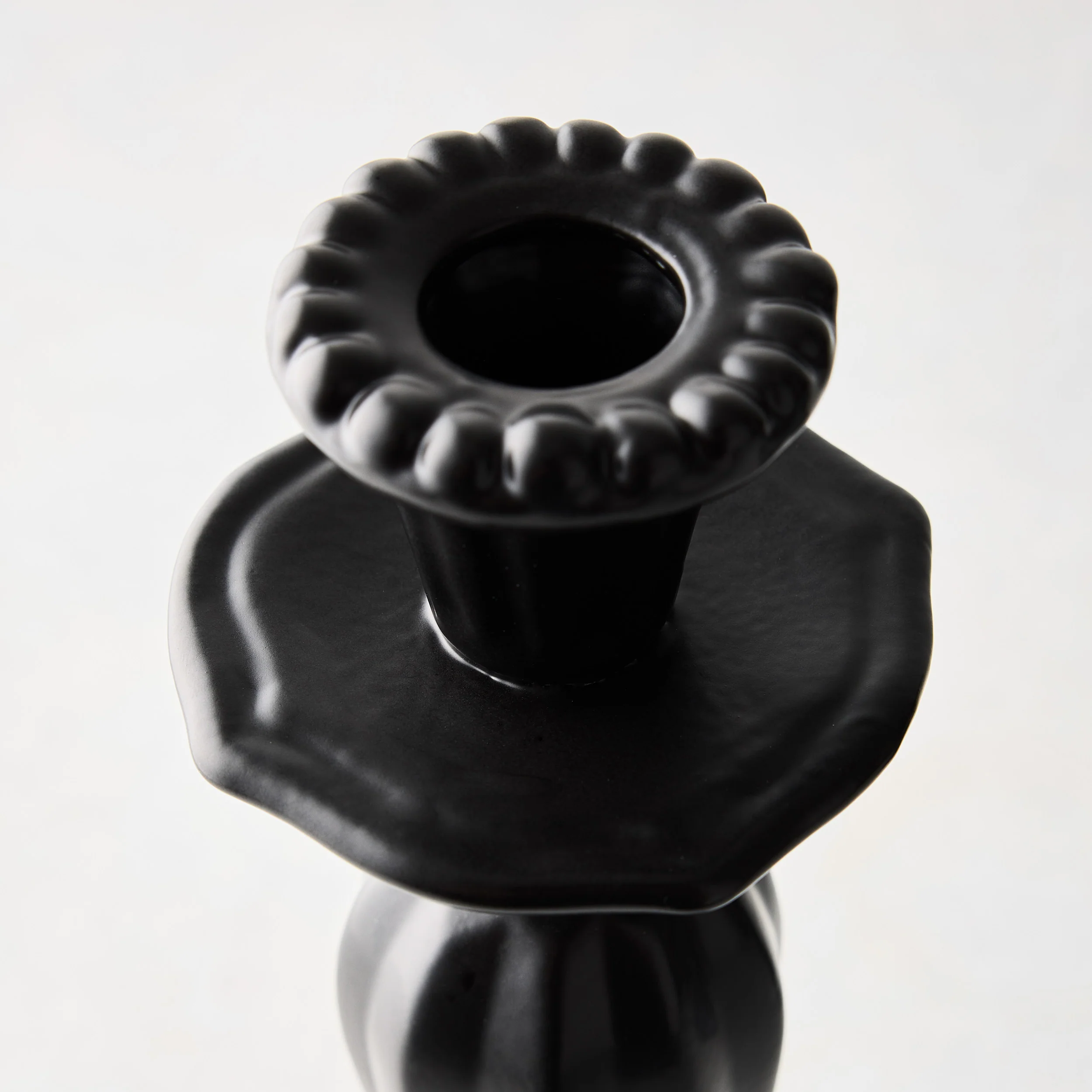 Medium Tosca Matte Black Ceramic Candlestick - Image 3