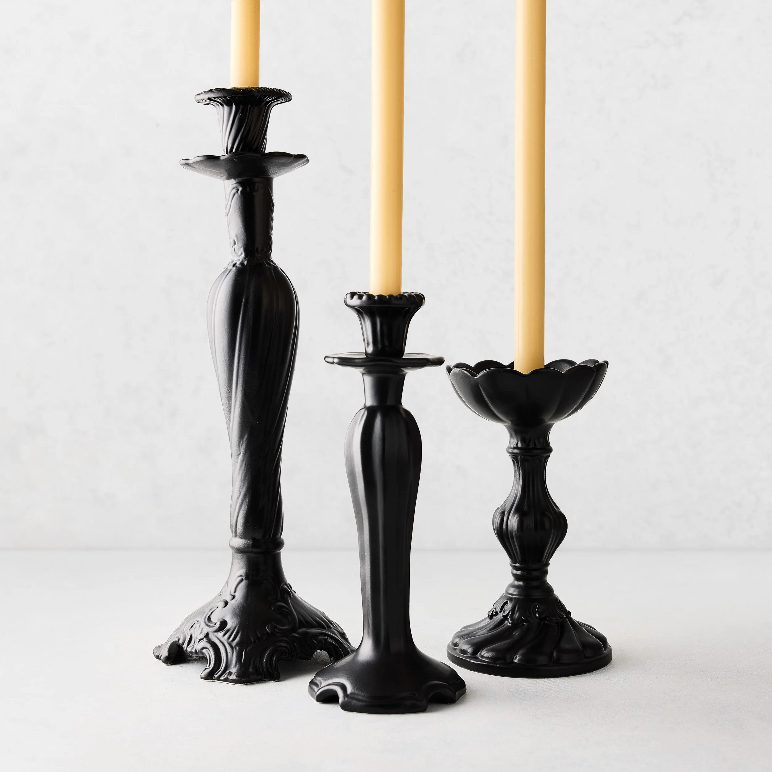 Small Tosca Matte Black Ceramic Candlestick - Image 2