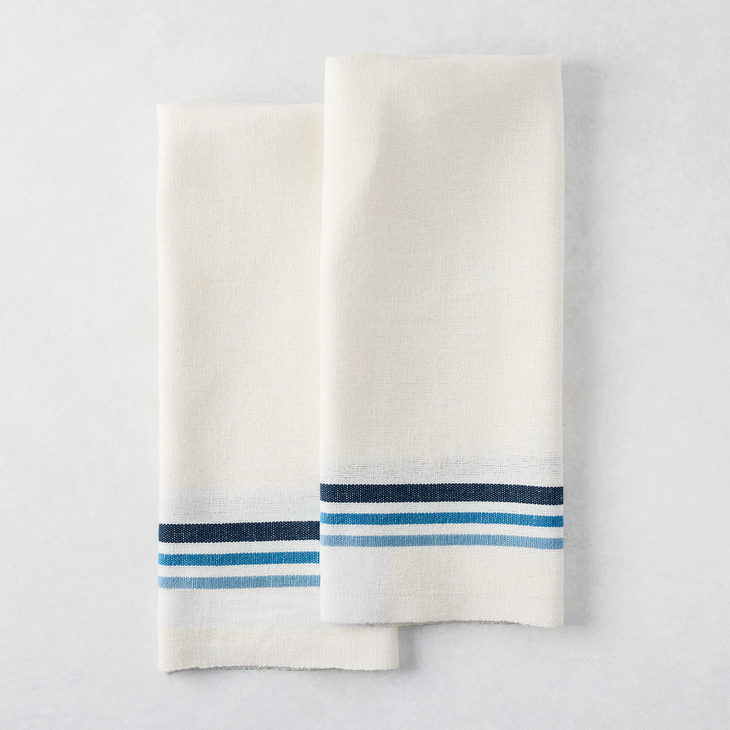 Blue Triple Stripe Hand Towel, Set of 2