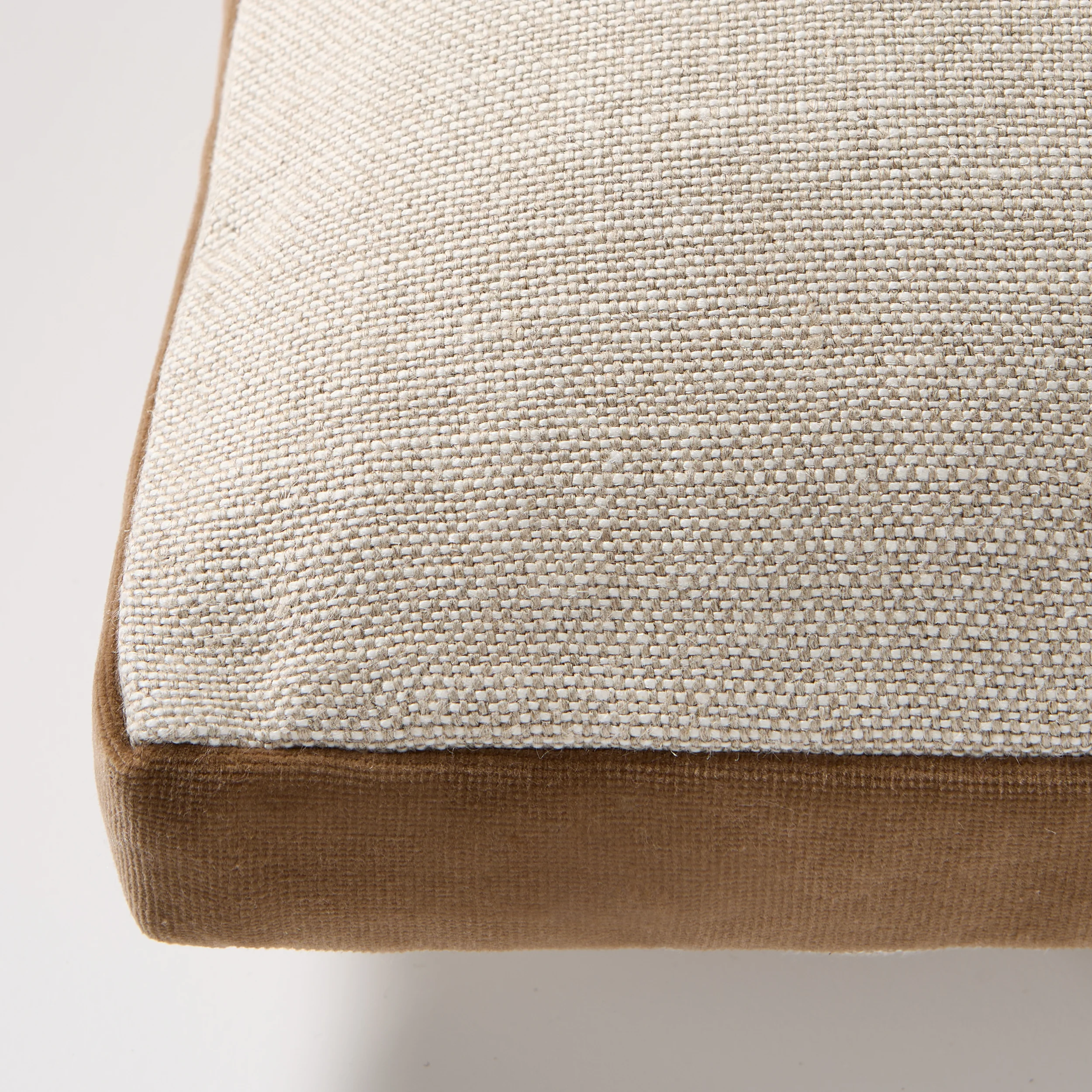 Moroccan Brown Velvet Gusseted and Linen Lumbar Pillow - Image 2