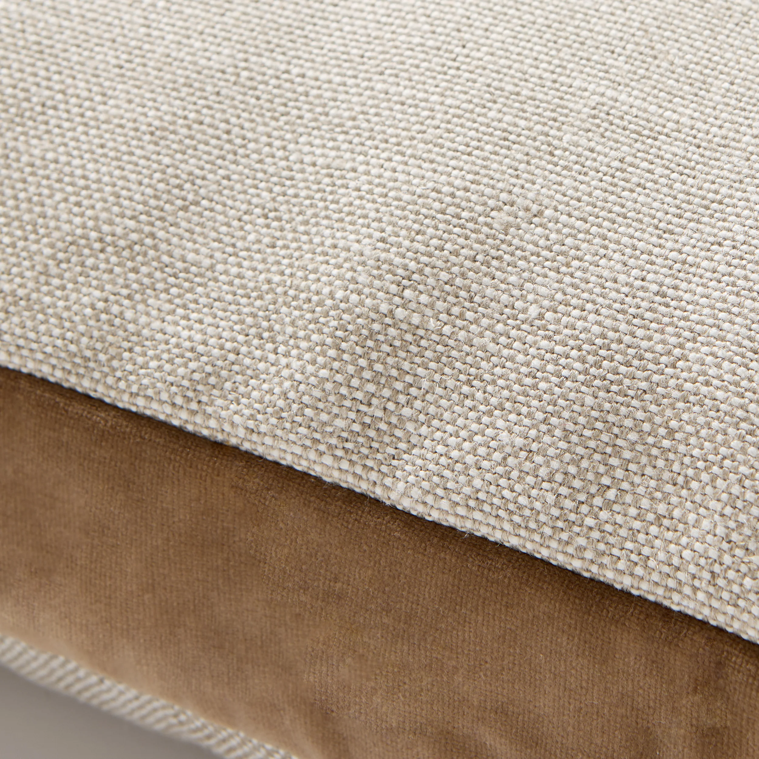 Moroccan Brown Velvet Gusseted and Linen Square Pillow - Image 2