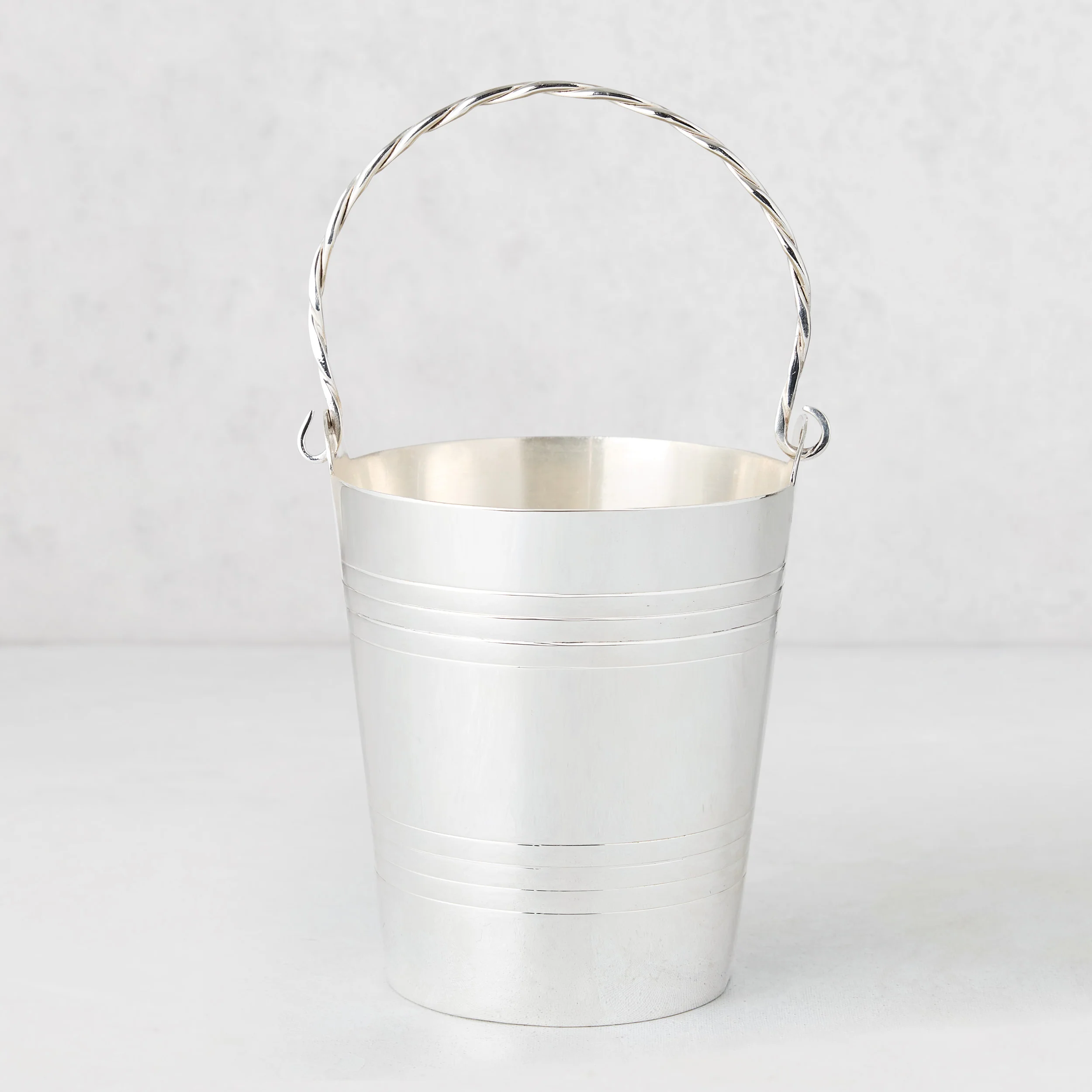 Vintage Silverplate James Ice bucket with Twist Handle