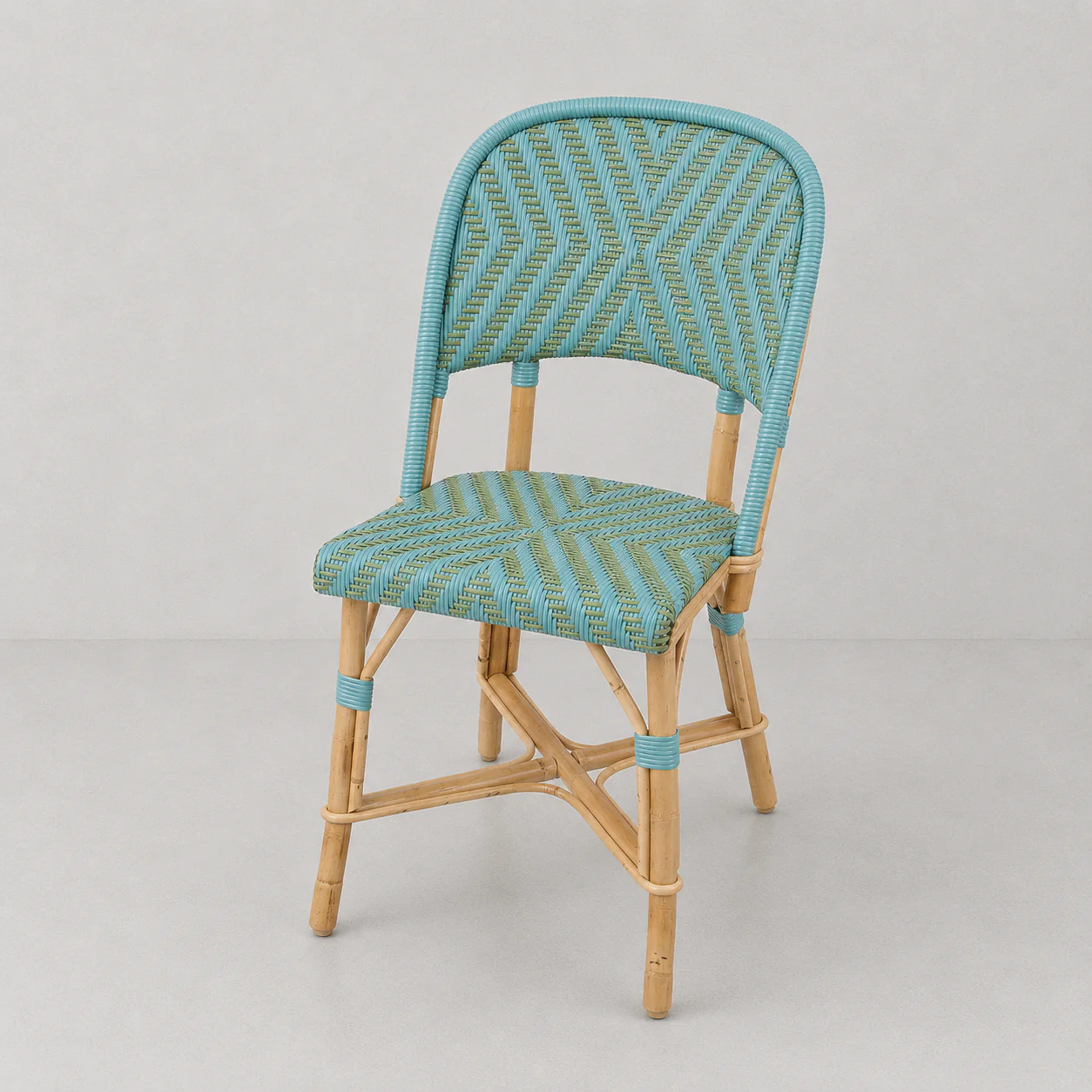 Rattan Chambord Blue and Green Bistro Chair