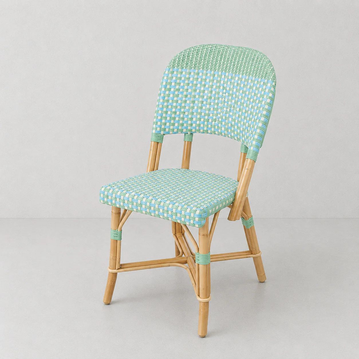 Rattan Chenonceau Blue and Green Bistro Chair