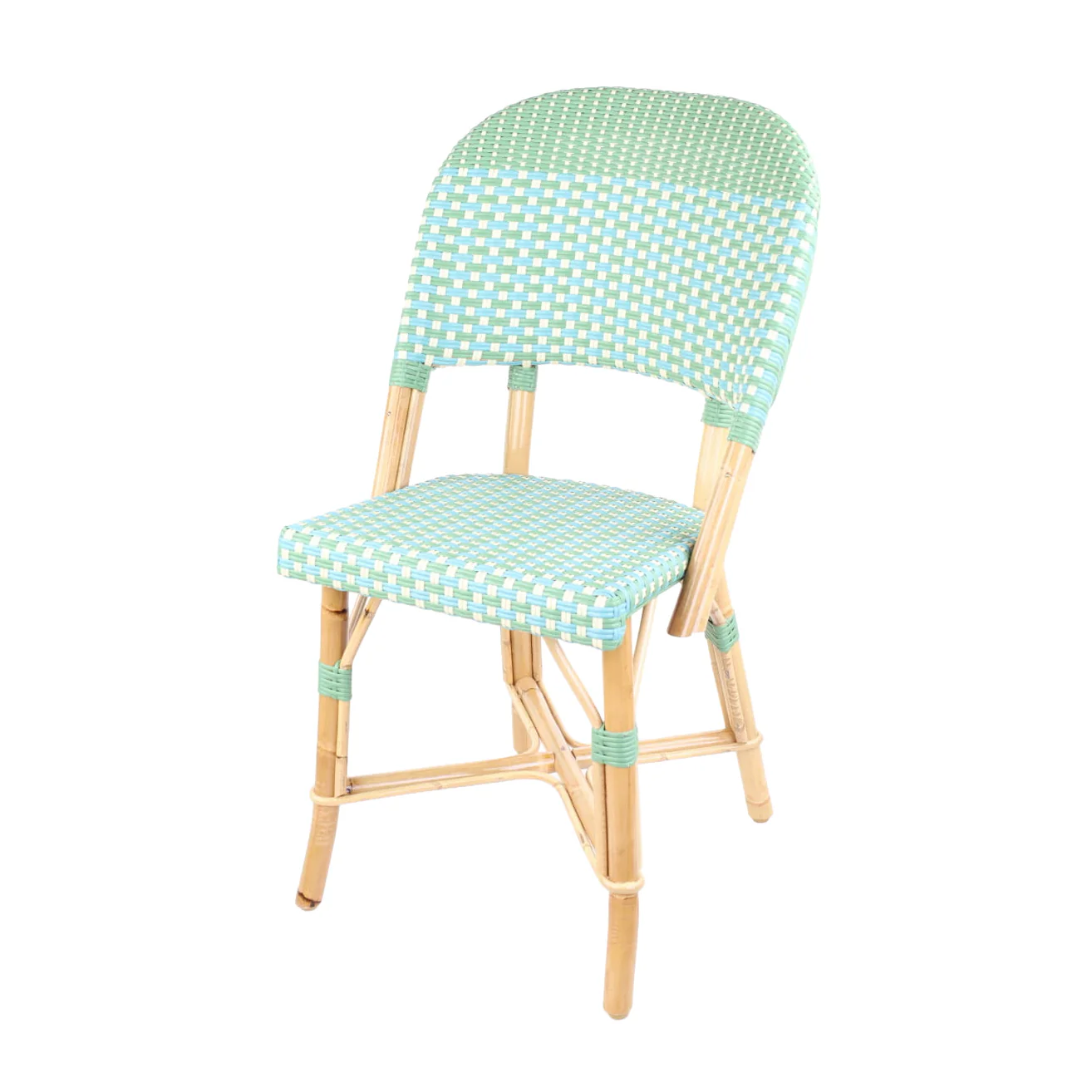 Rattan Chenonceau Blue and Green Bistro Chair - Image 2