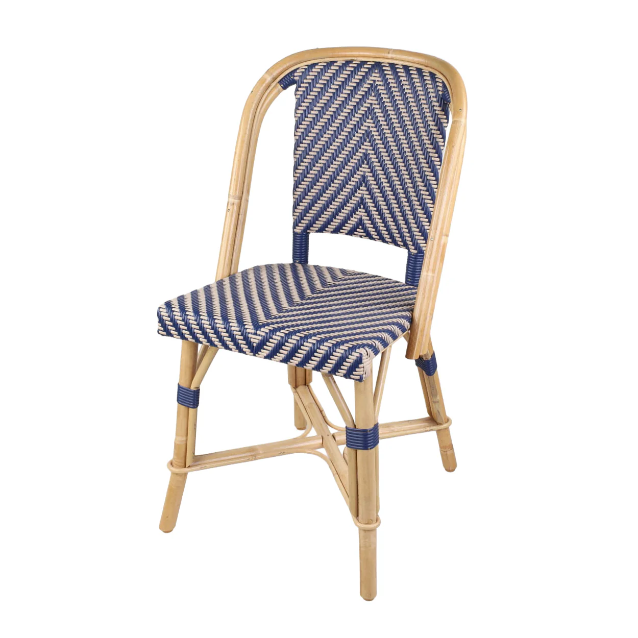 Rattan Fouquets Blue Chevron Bistro Chair - Image 2