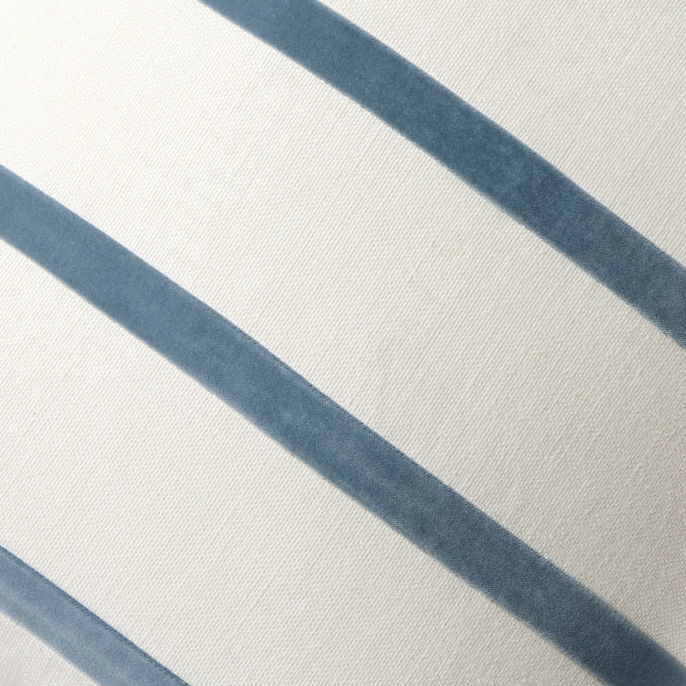 Wedgewood Blue and Ivory Thin Velvet Stripe Pillow - Image 3
