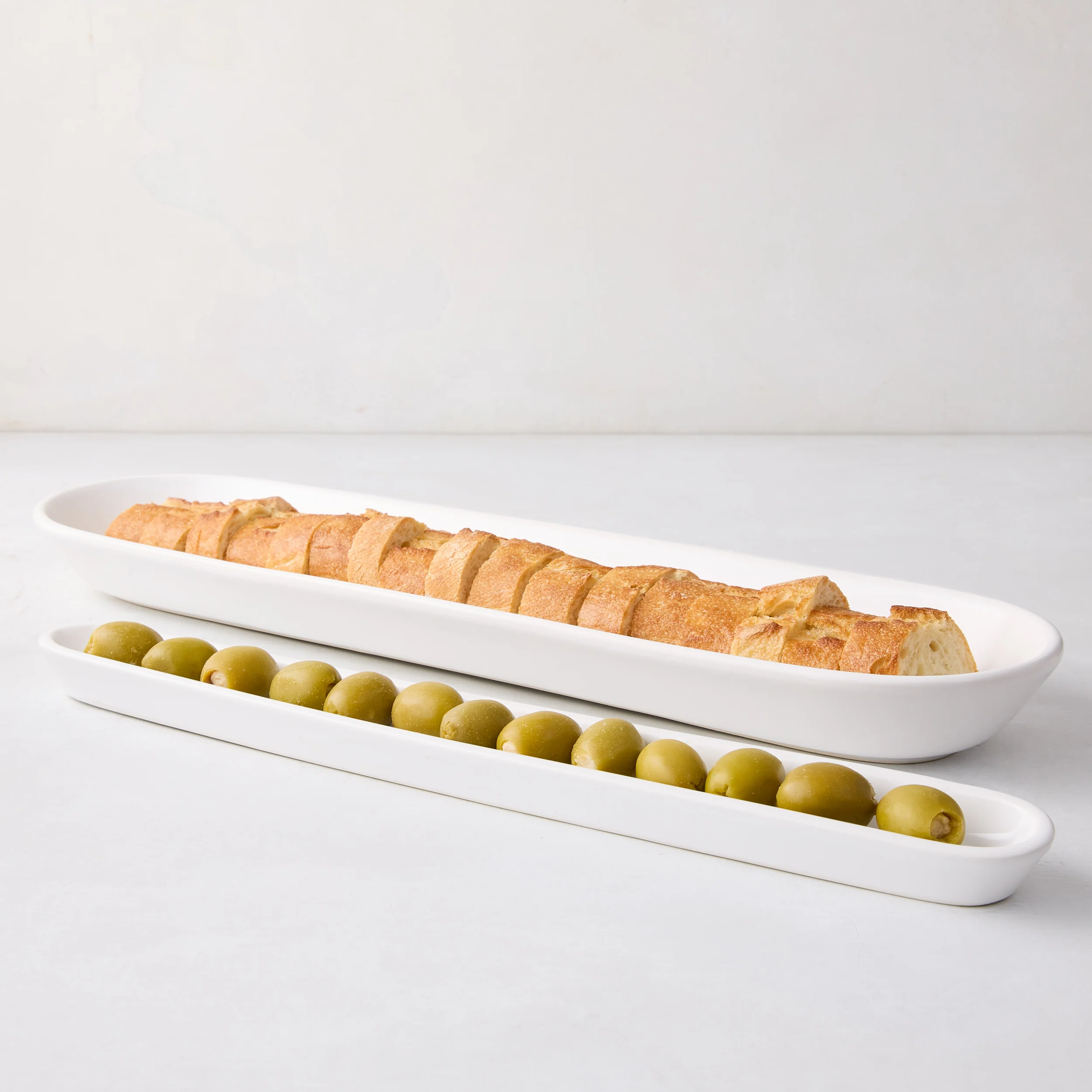 White Ceramic Olive Serving Tray - Image 3