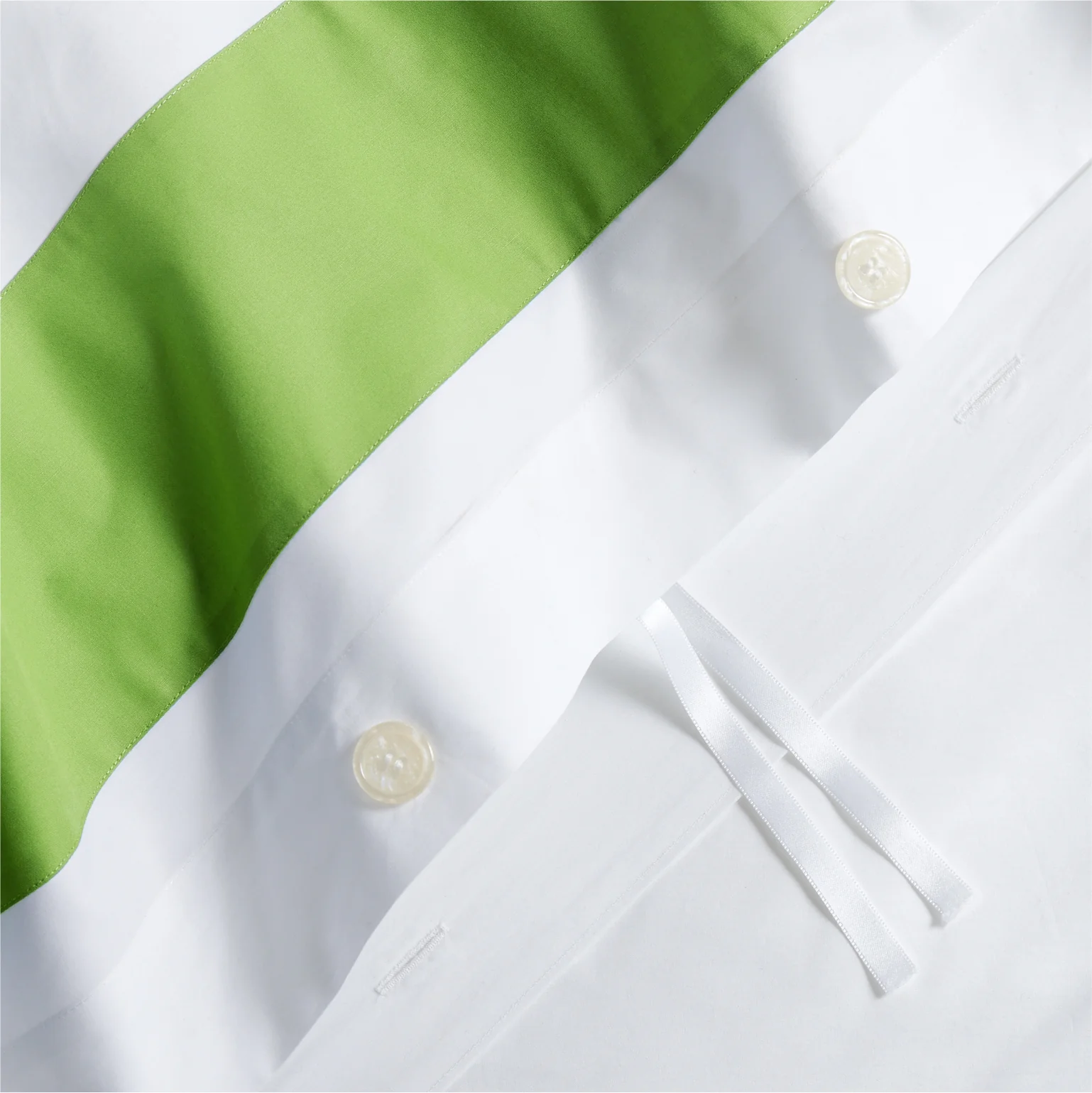 Green Wide-Band Percale Duvet Cover - Image 3