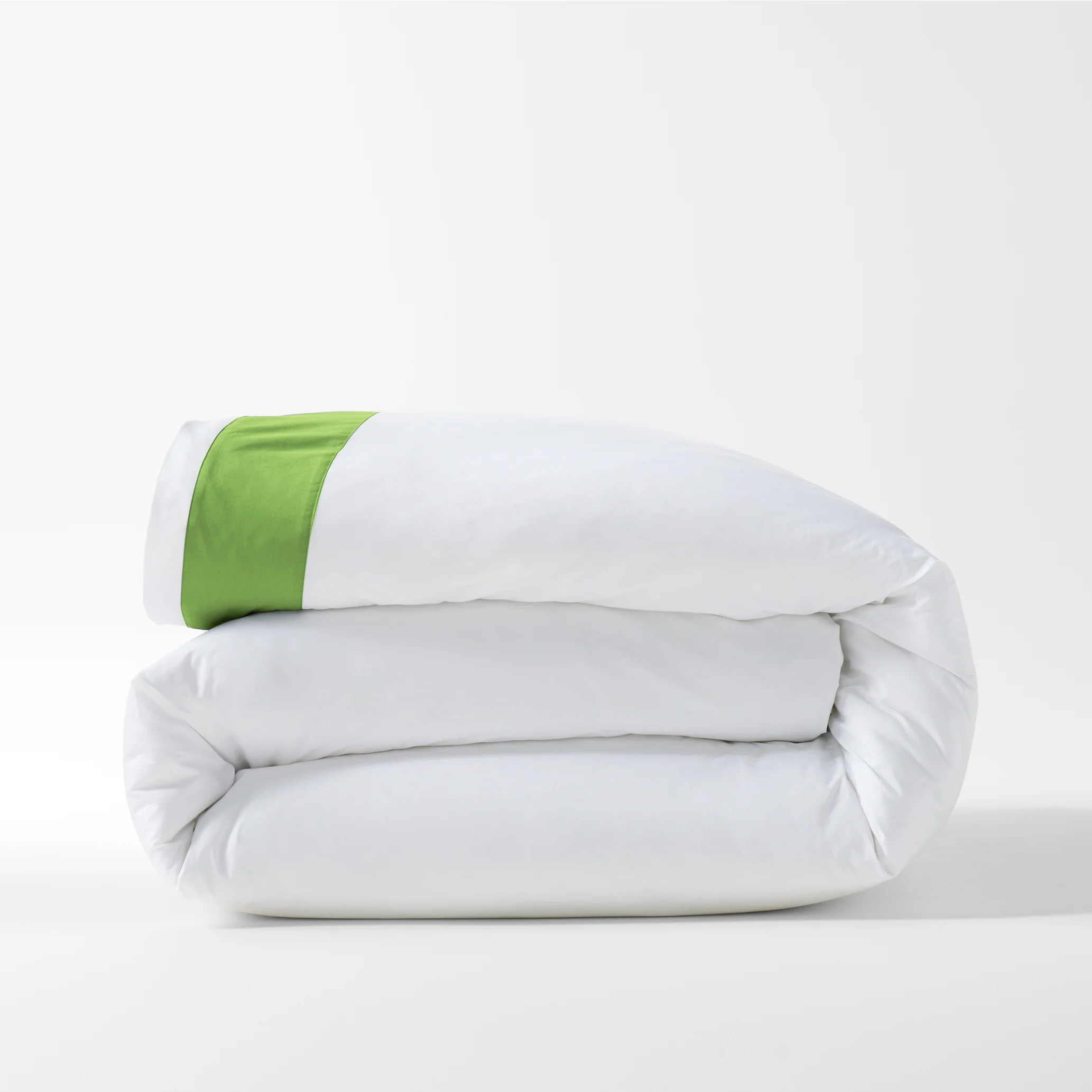Green Wide-Band Percale Duvet Cover - Image 4