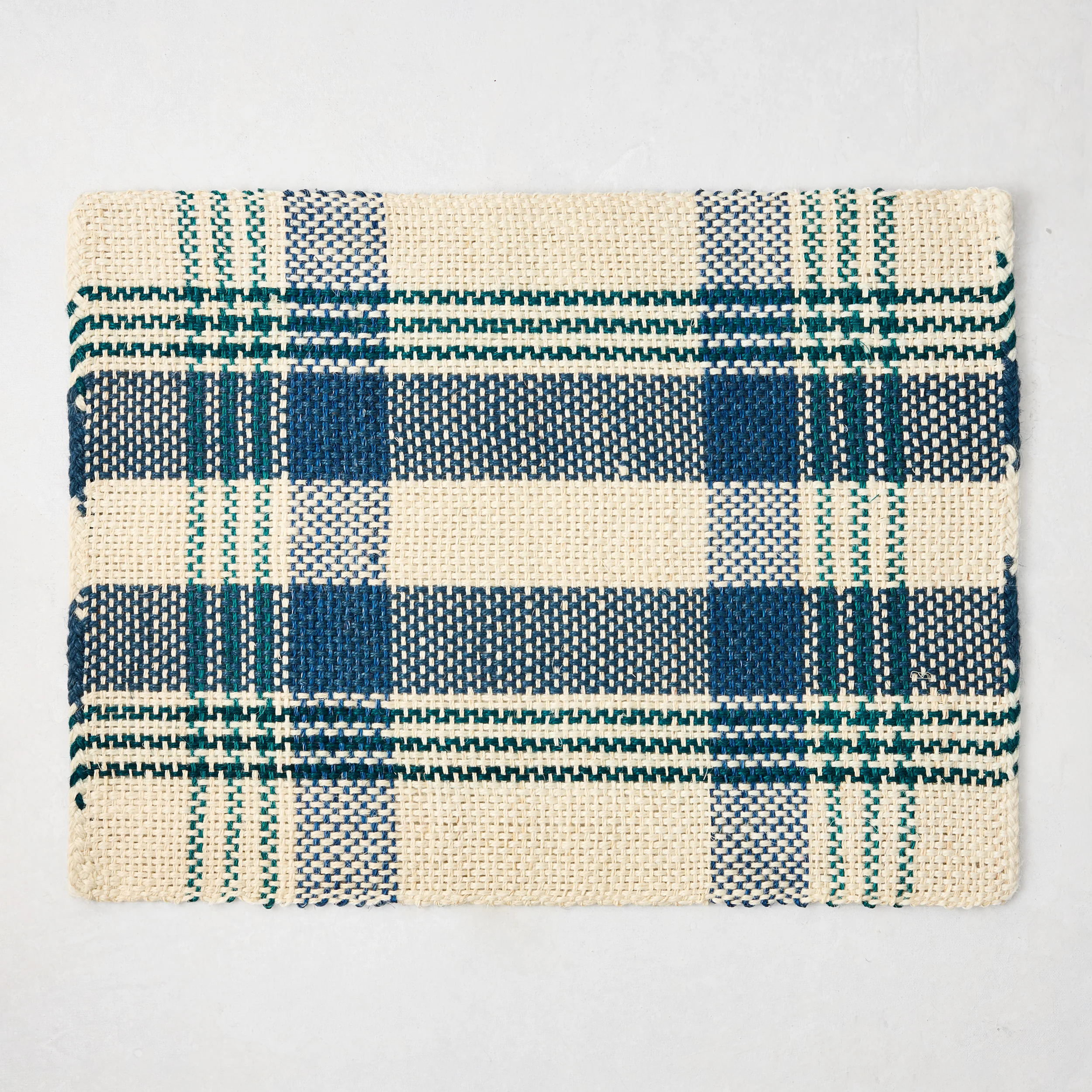 Blue and Green Woven Plaid Rectangular Placemat