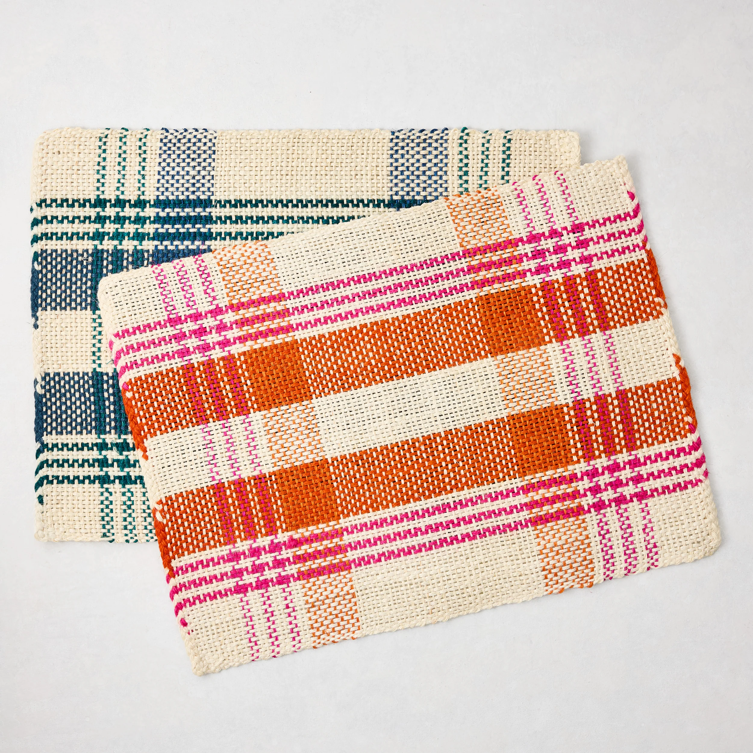 Blue and Green Woven Plaid Rectangular Placemat - Image 2