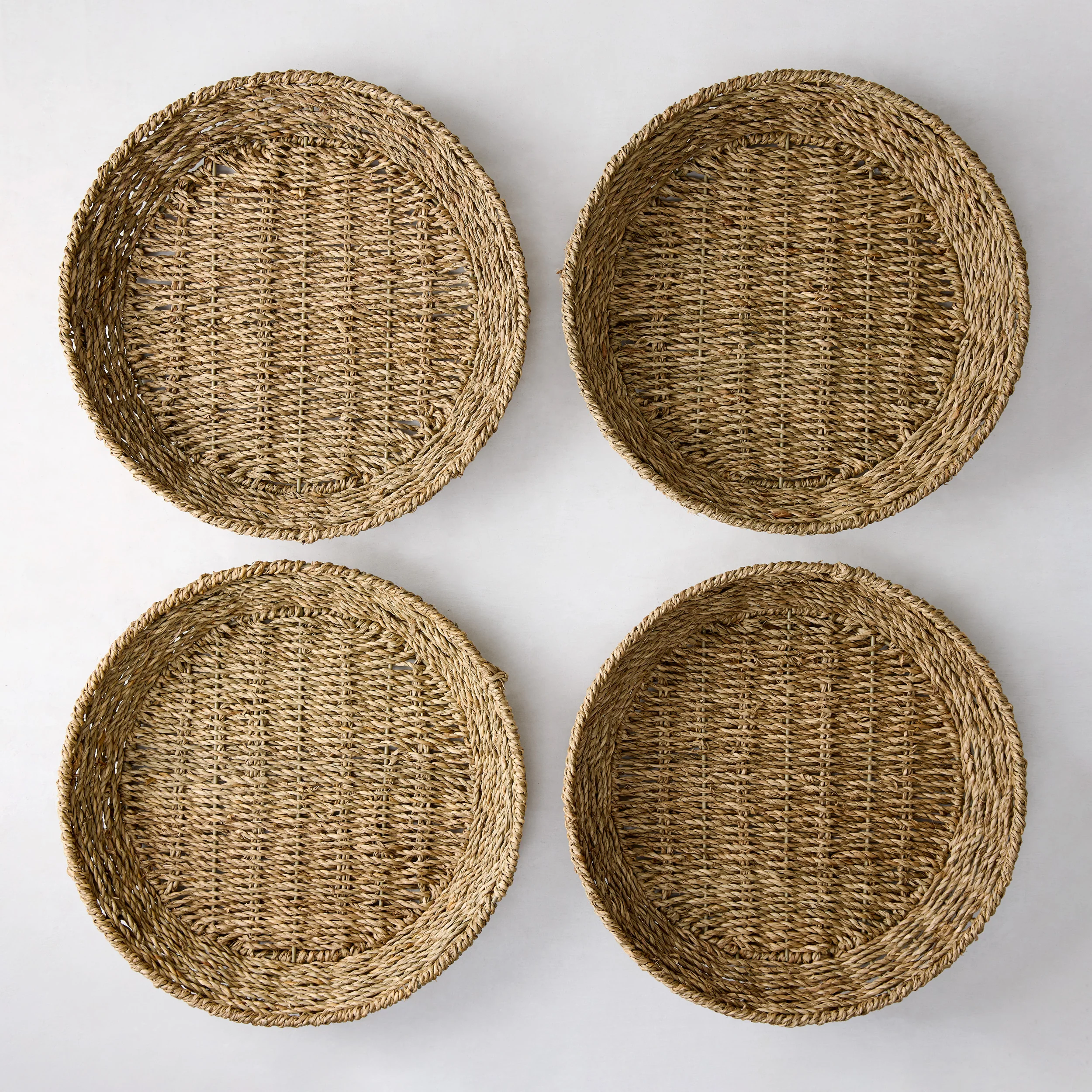 Woven Seagrass Plates, Set of 4