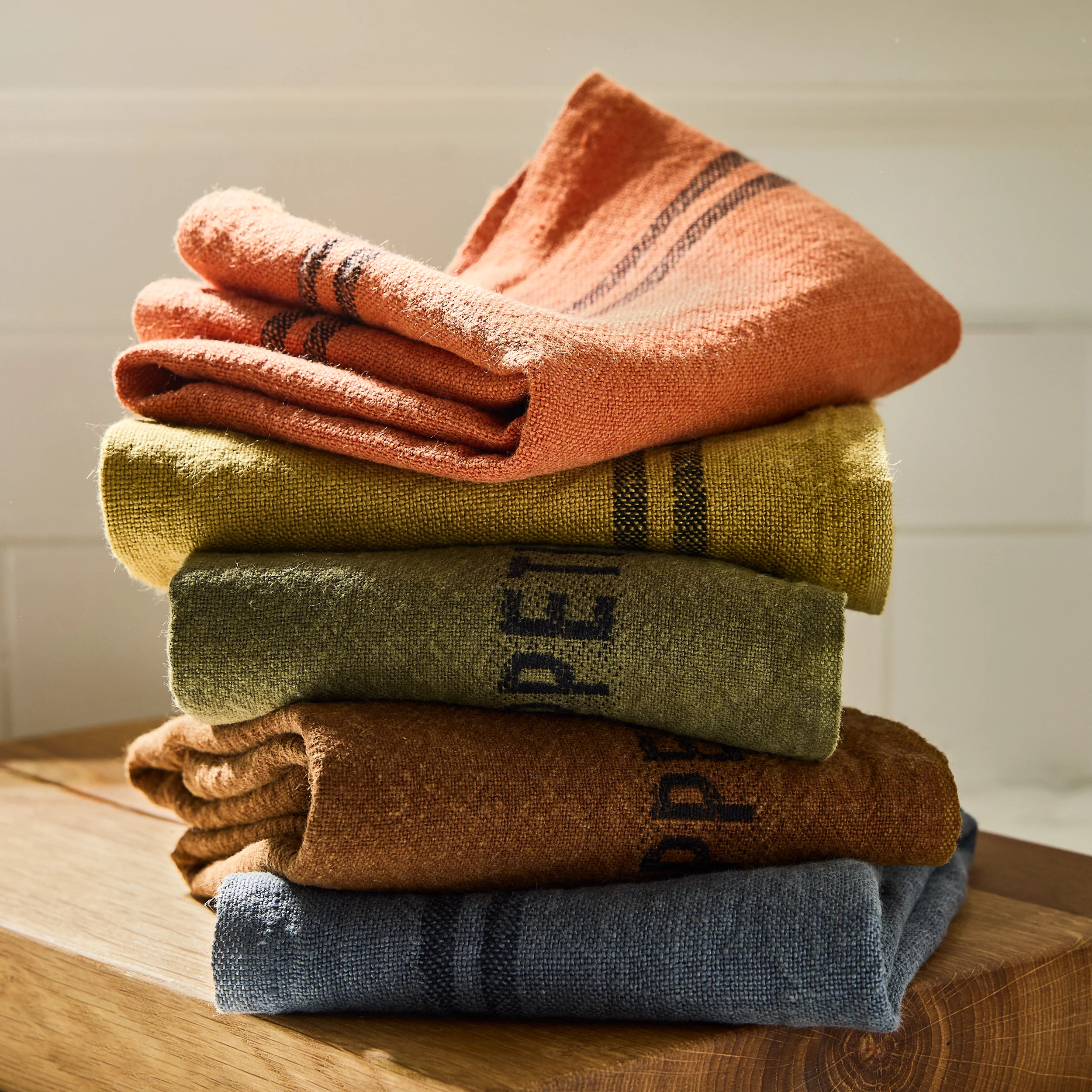 Goldenrod Yellow Striped French Linen Tea Towels, Set of 2 - Image 2