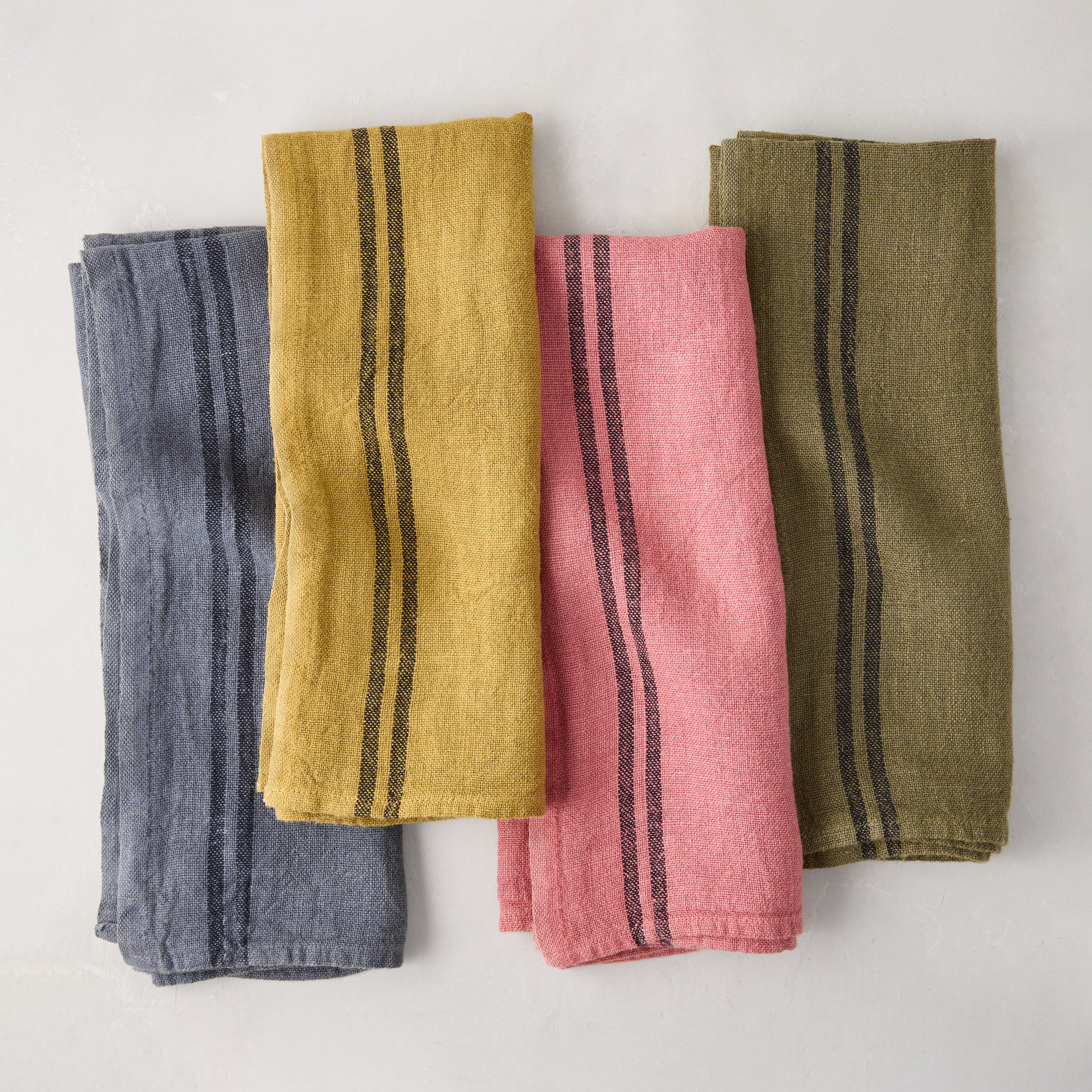 Goldenrod Yellow Striped French Linen Tea Towels, Set of 2 - Image 4